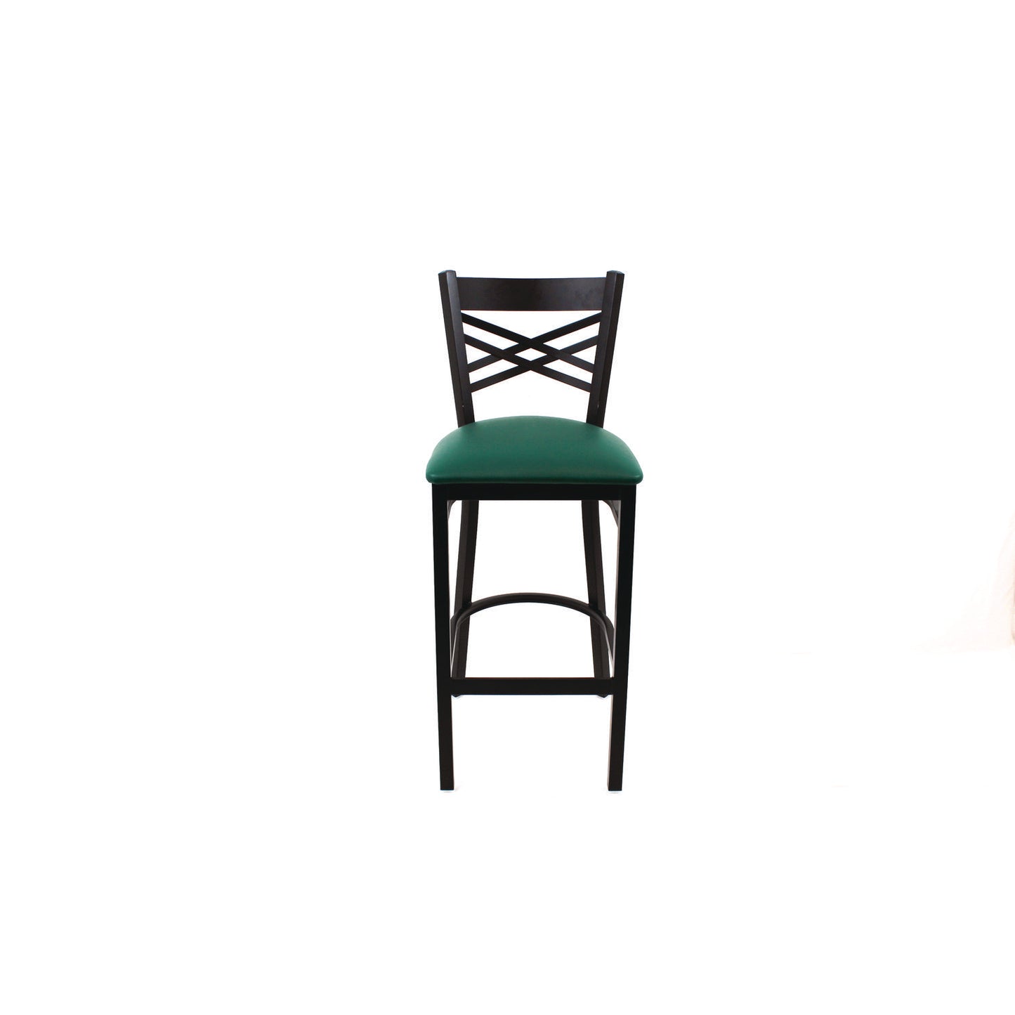 X Series Barstool, Supports Up to 300 lb, 29.5" Seat Height, Green Seat, Black Back, Black Base