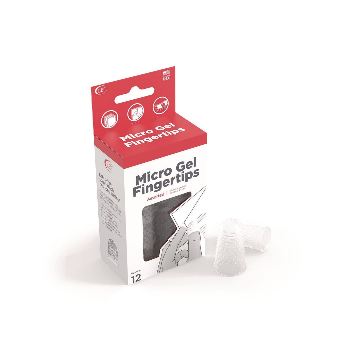 Micro-Gel Fingertips, Small, Medium, Large, X-Large, Clear, 12/Pack