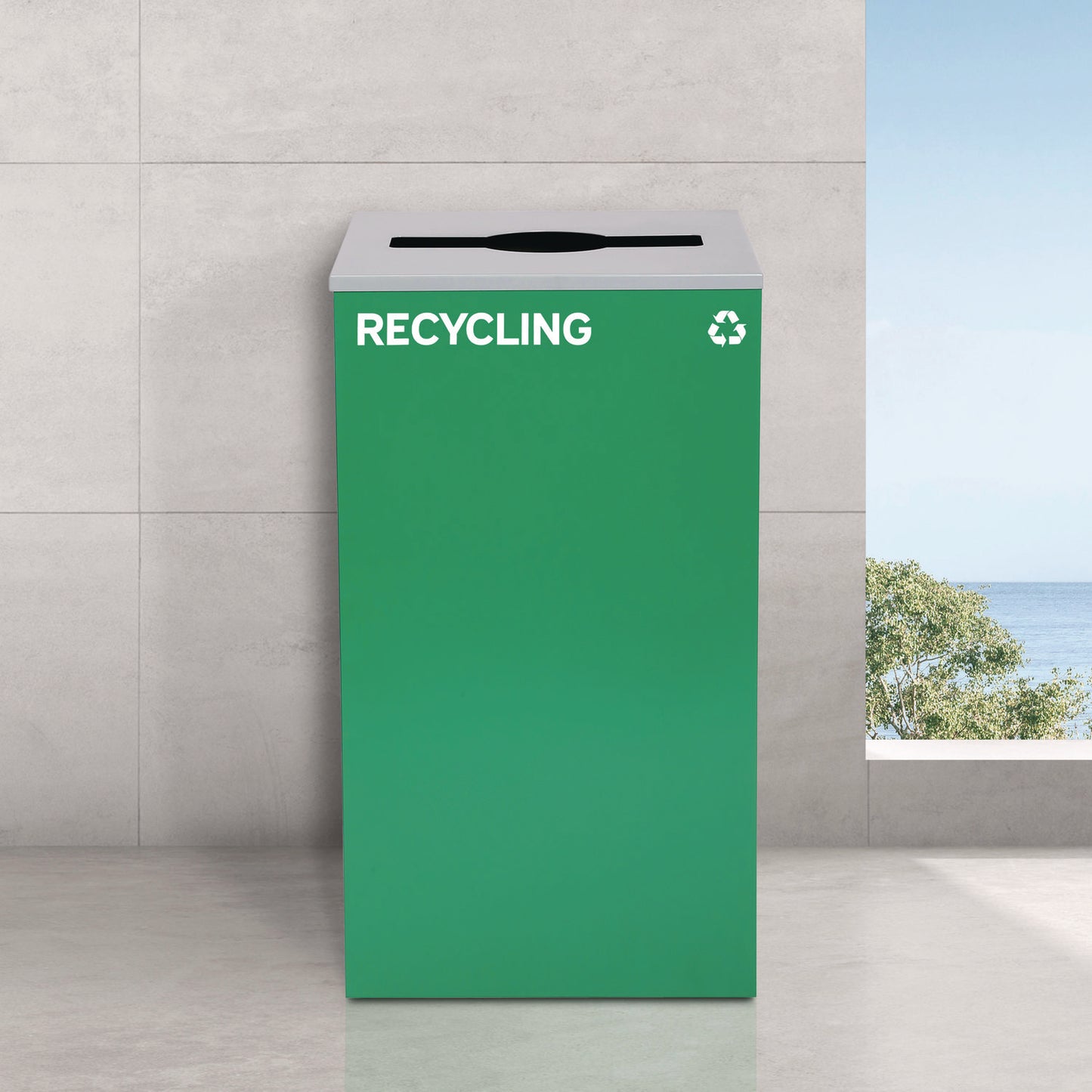 29 Gallon Trash/Recycling Cans, Steel, Green Recycling Can with Mixed Lid