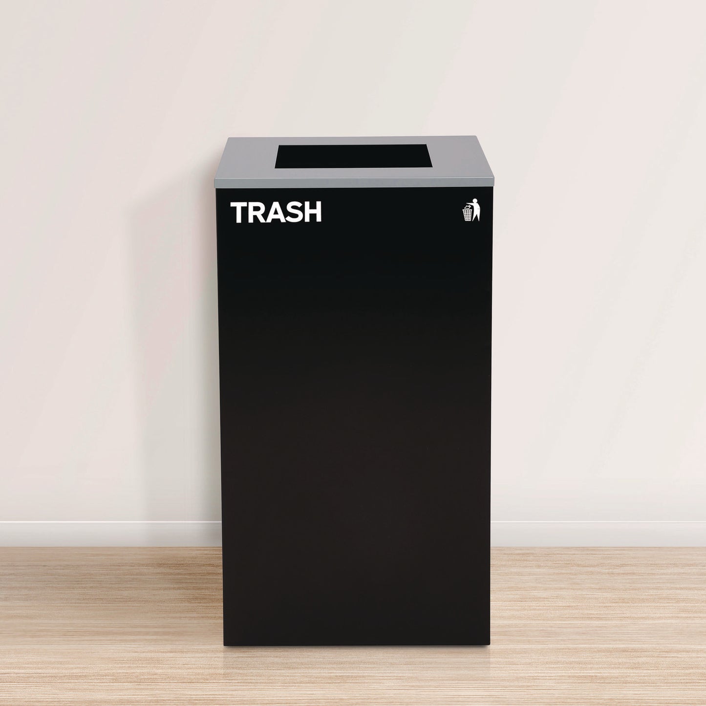 29 Gallon Trash/Recycling Cans, Steel, Blue Recycling Can and Black Trash Can w/Square Lids, Green Compost Can with Mixed Lid