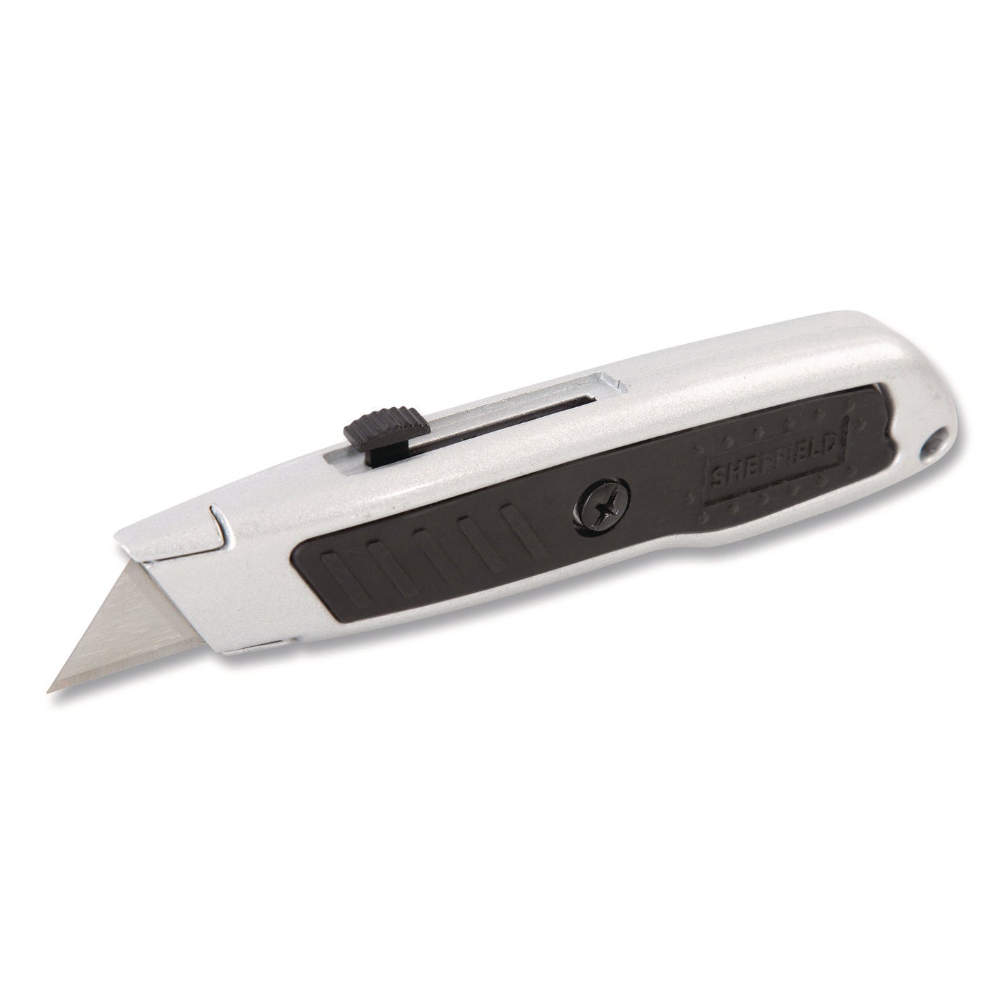 Retractable Utility Knife, 1.25" Blade, 3.5" Plastic Handle, Black/Gray
