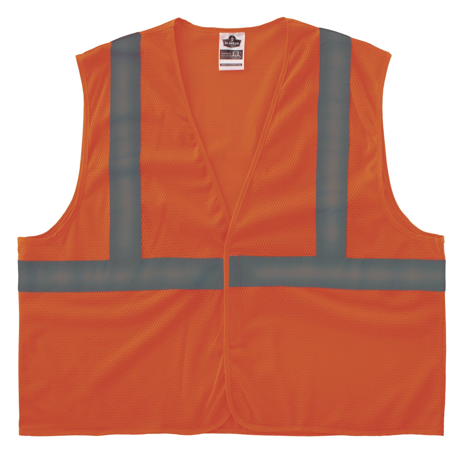 GloWear 8205HL-ECO Class 2 Recycled Hi-Vis Vest, Mesh, Polyester, X-Small, Orange