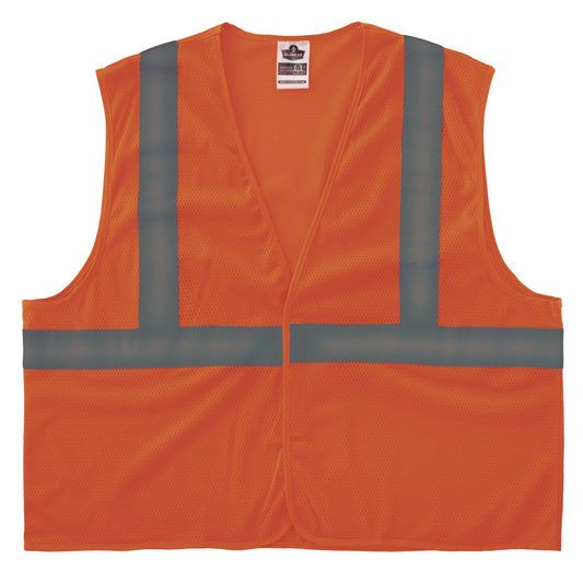 GloWear 8205HL-ECO Class 2 Recycled Hi-Vis Vest, Mesh, Polyester, 4X-Large/5X-Large, Orange