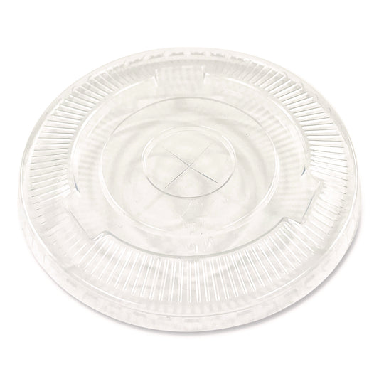 PET Cold Cup Straw-Slot Lids, Fits 9 oz Squat/12 oz Cold Cups, Plastic, Clear, 100/Pack
