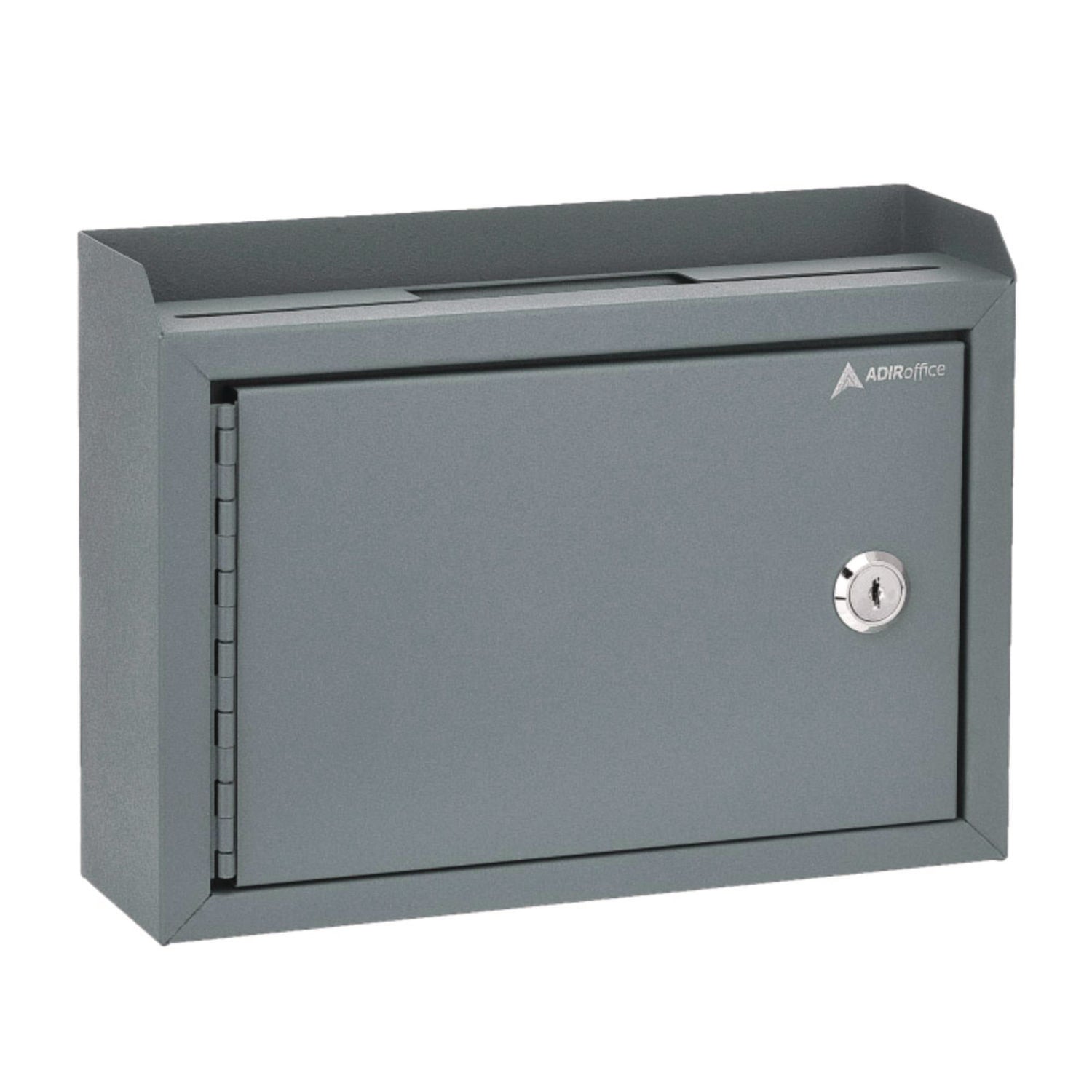 Medium Size Steel Multi-Purpose Secure Drop Box, 9.8 x 3.4 x 7.5, Gray