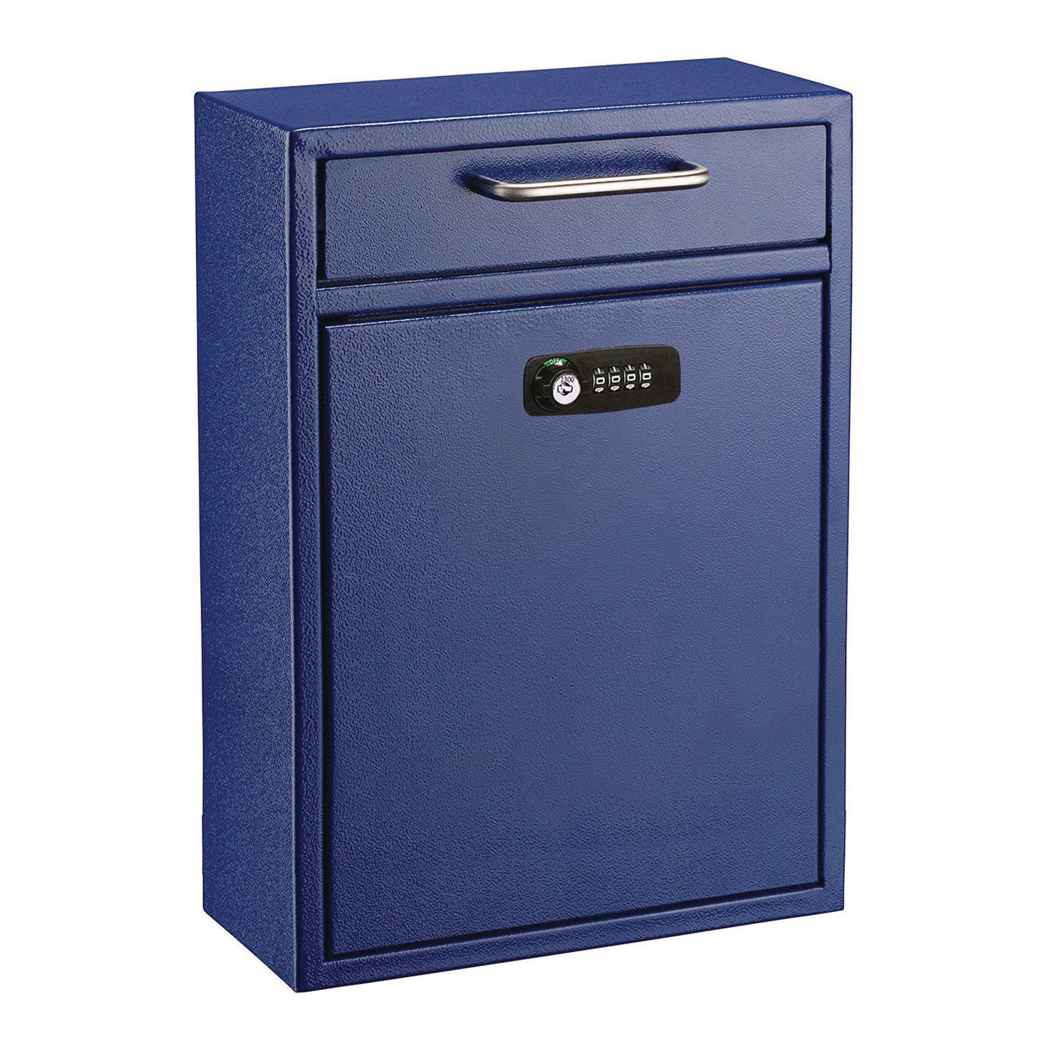 Large Secure Drop Box Wall Mounted Locking Mail Box with Key and Combination lock, 11.2 x 4.7 x 16.2, Blue