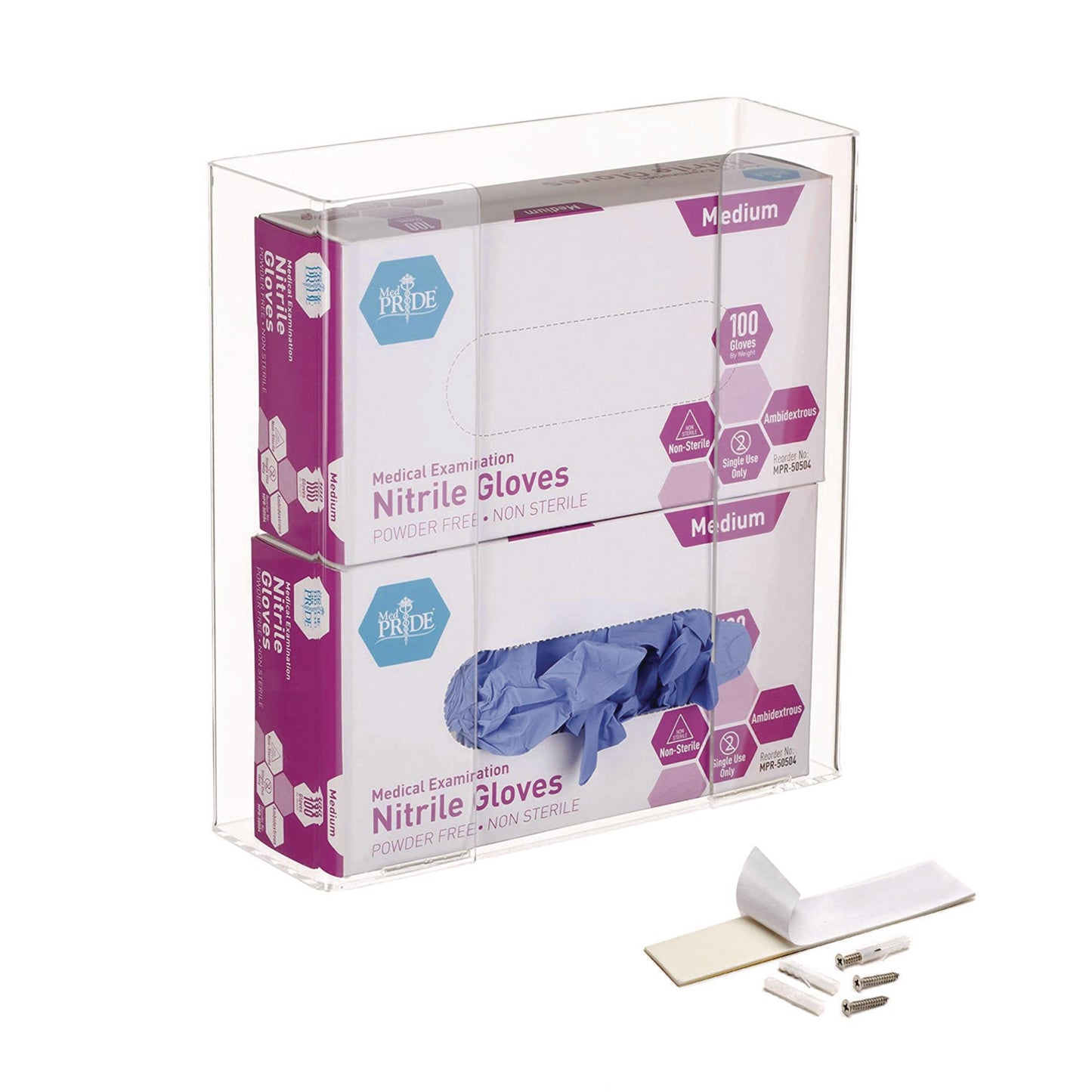 Acrylic Glove Dispenser, Double Box Capacity, 10.2 x 3.5 x 10.8, Clear