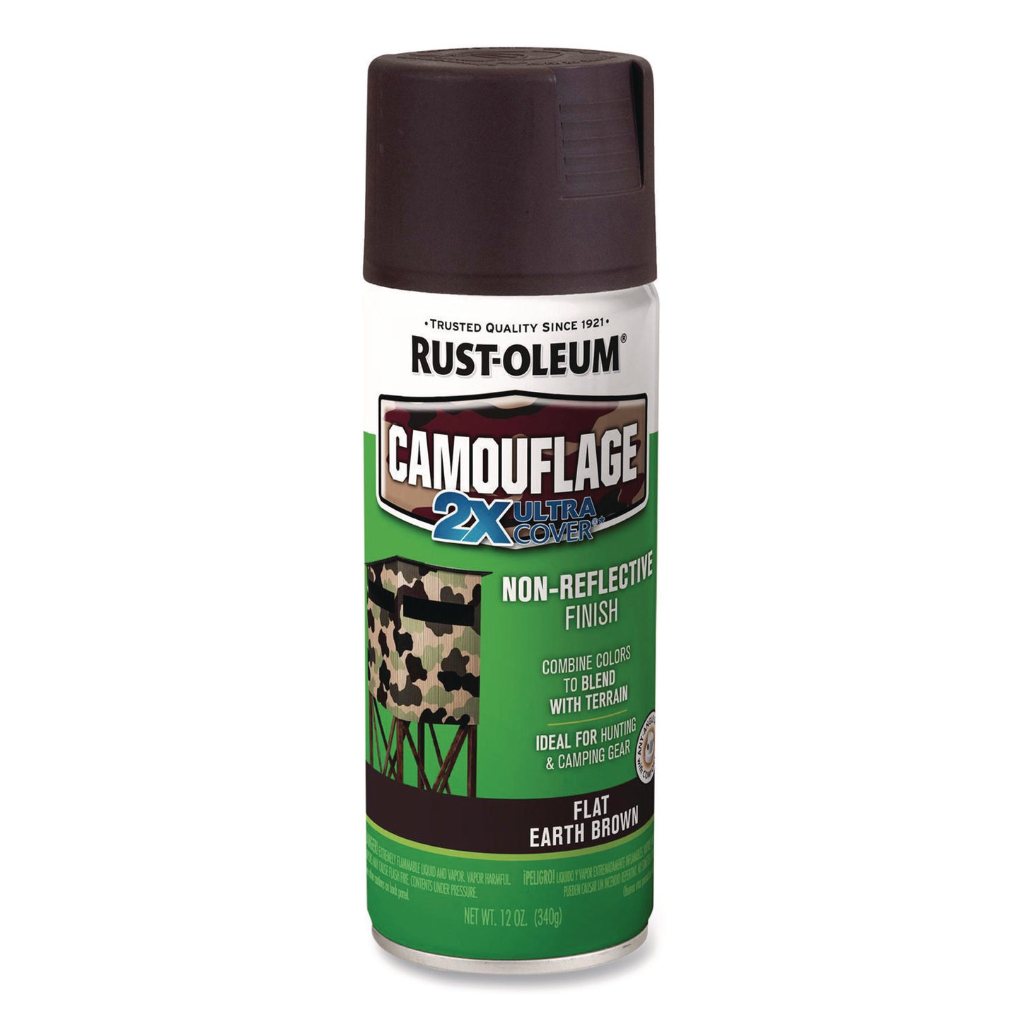 Camouflage Spray Paint, Flat Earth Brown, 12 oz Aerosol Can