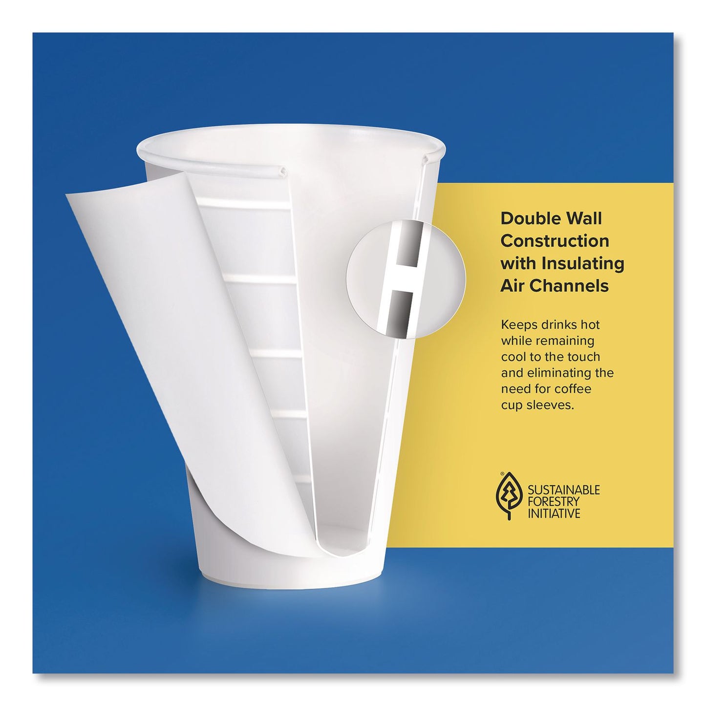 Thermoguard Insulated Paper Hot Cups, 16 oz, White Sustainable Forest Design, 30/Pack