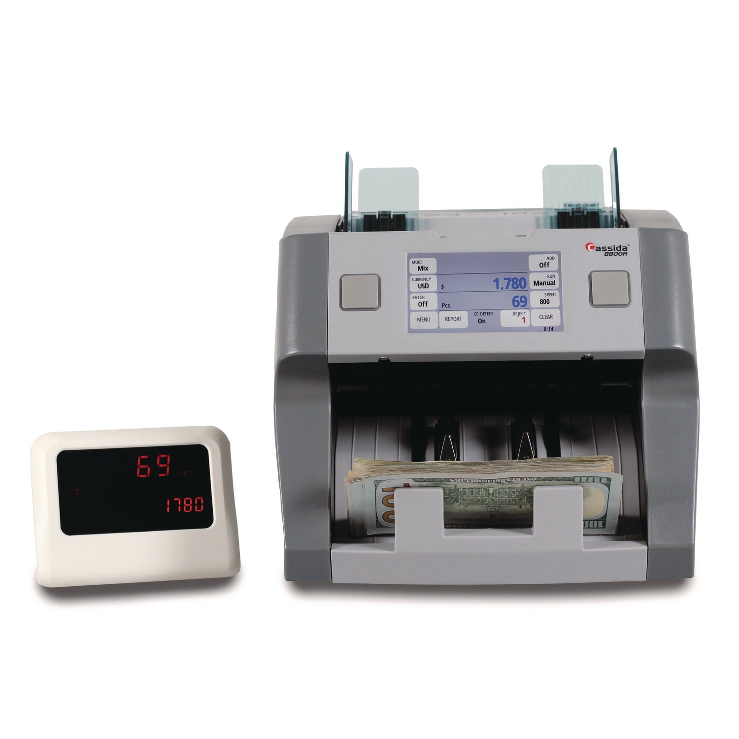 8800R Single Pocket Discriminator, 1,200 bills/min, 9.5" x 11" x 10.4", Gray