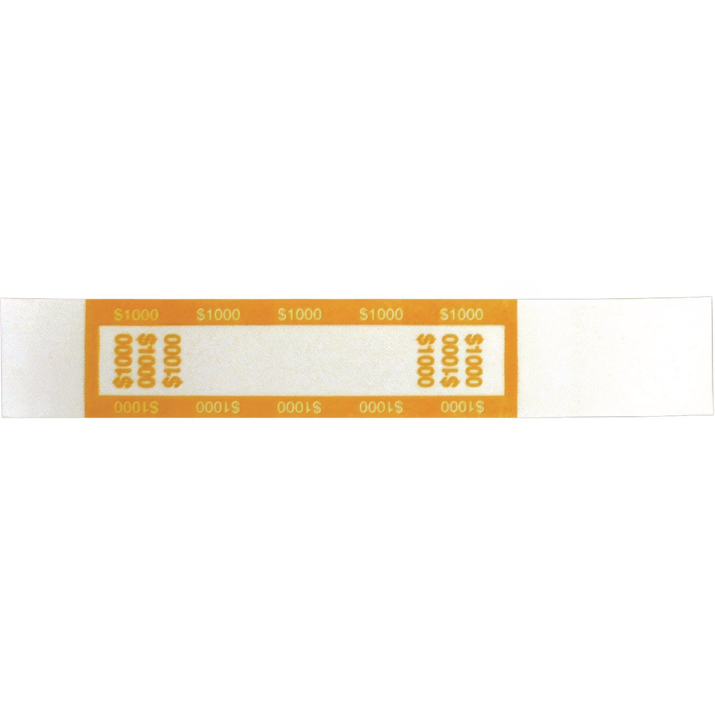 Currency Straps, Self-Adhesive, Tens, $1,000 Strap, Yellow/White, 1,000/Pack