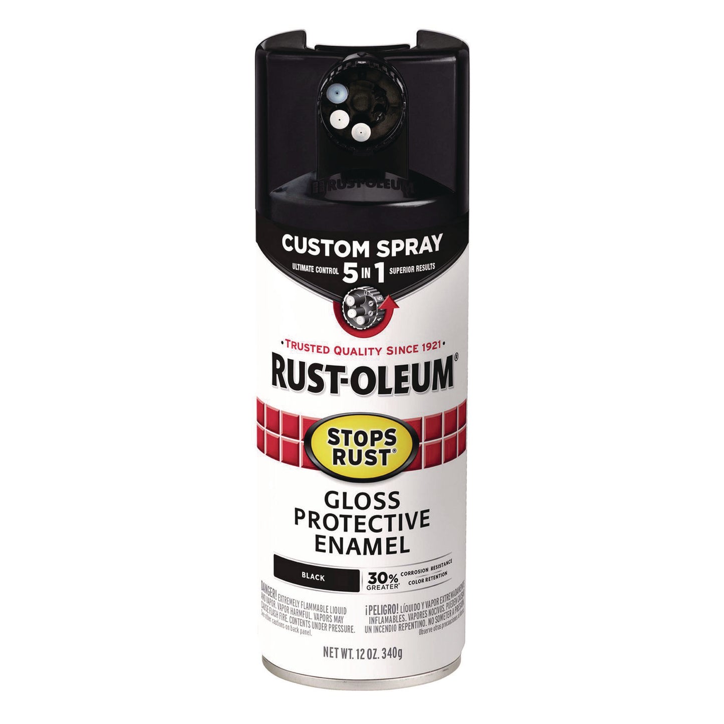 Stops Rust 5-in-1 Spray Paint, Gloss Black, 12 oz Aerosol Can