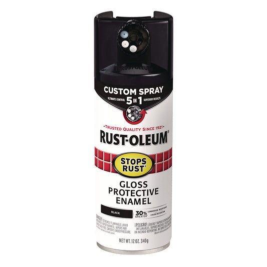 Stops Rust 5-in-1 Spray Paint, Gloss Black, 12 oz Aerosol Can