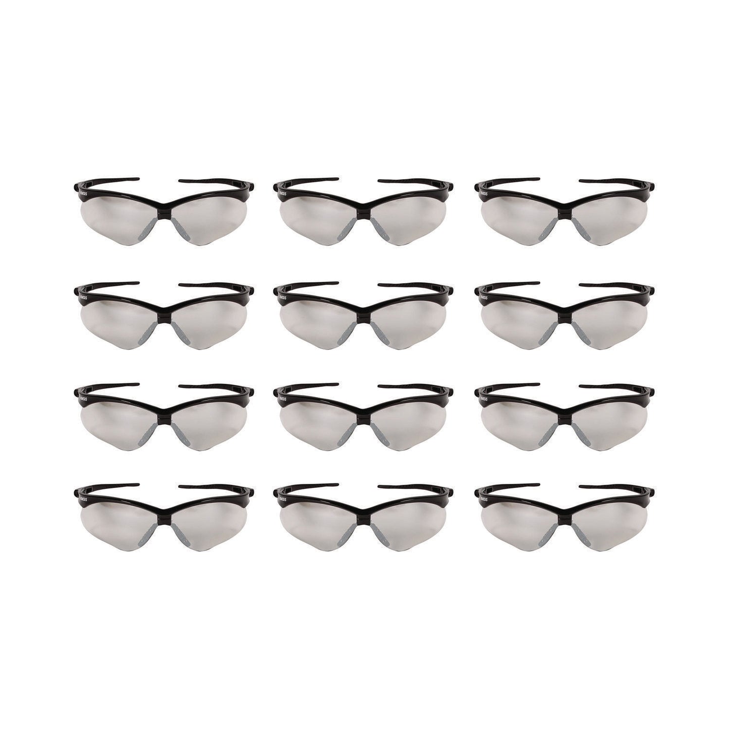 Nemesis Safety Glasses, Black Half Frame, Clear Dual I/O Lens