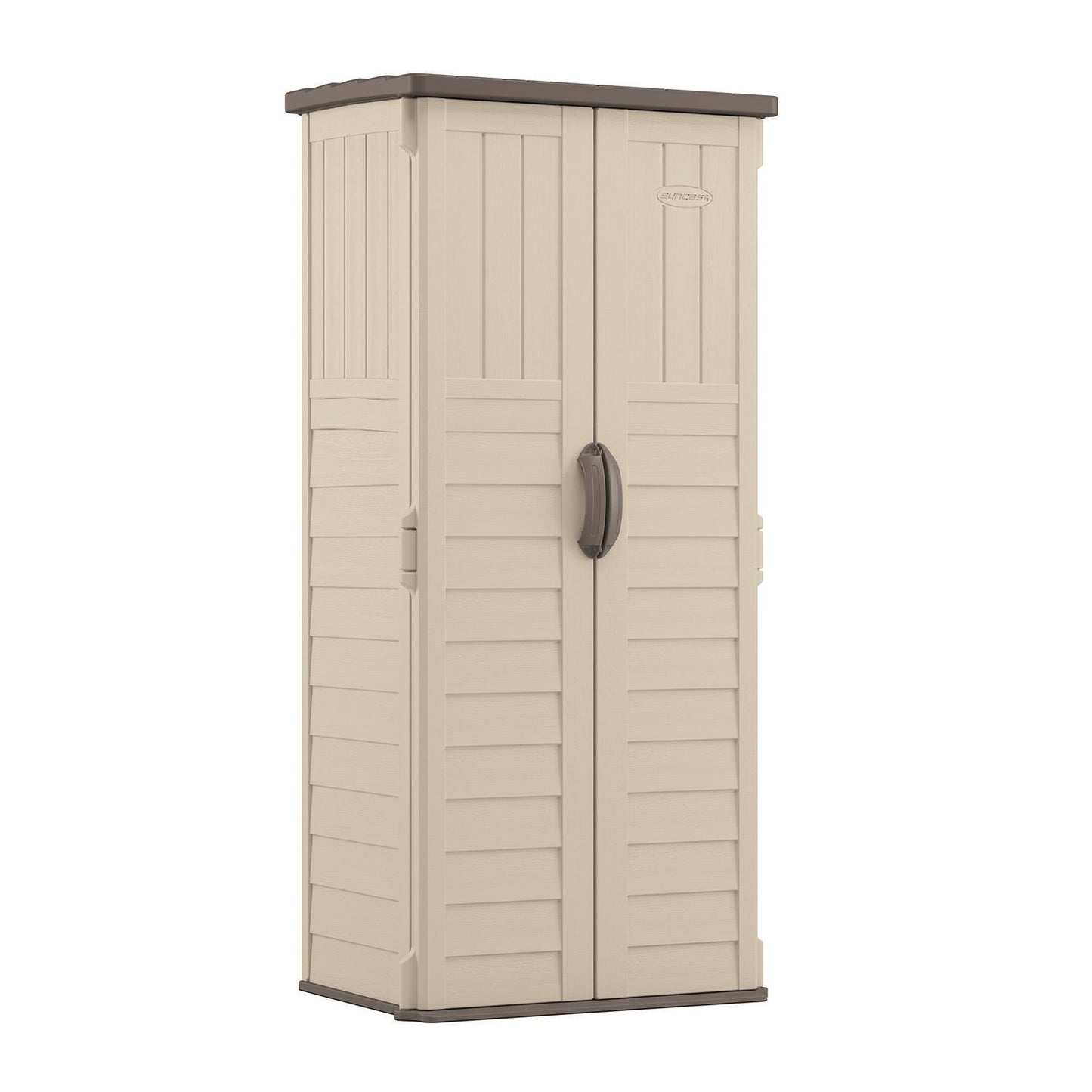 Vertical Storage Shed, 22 cu ft, 2 ft 8.25" x 2 ft 1.5" x 6 ft, Vanilla/Stoney
