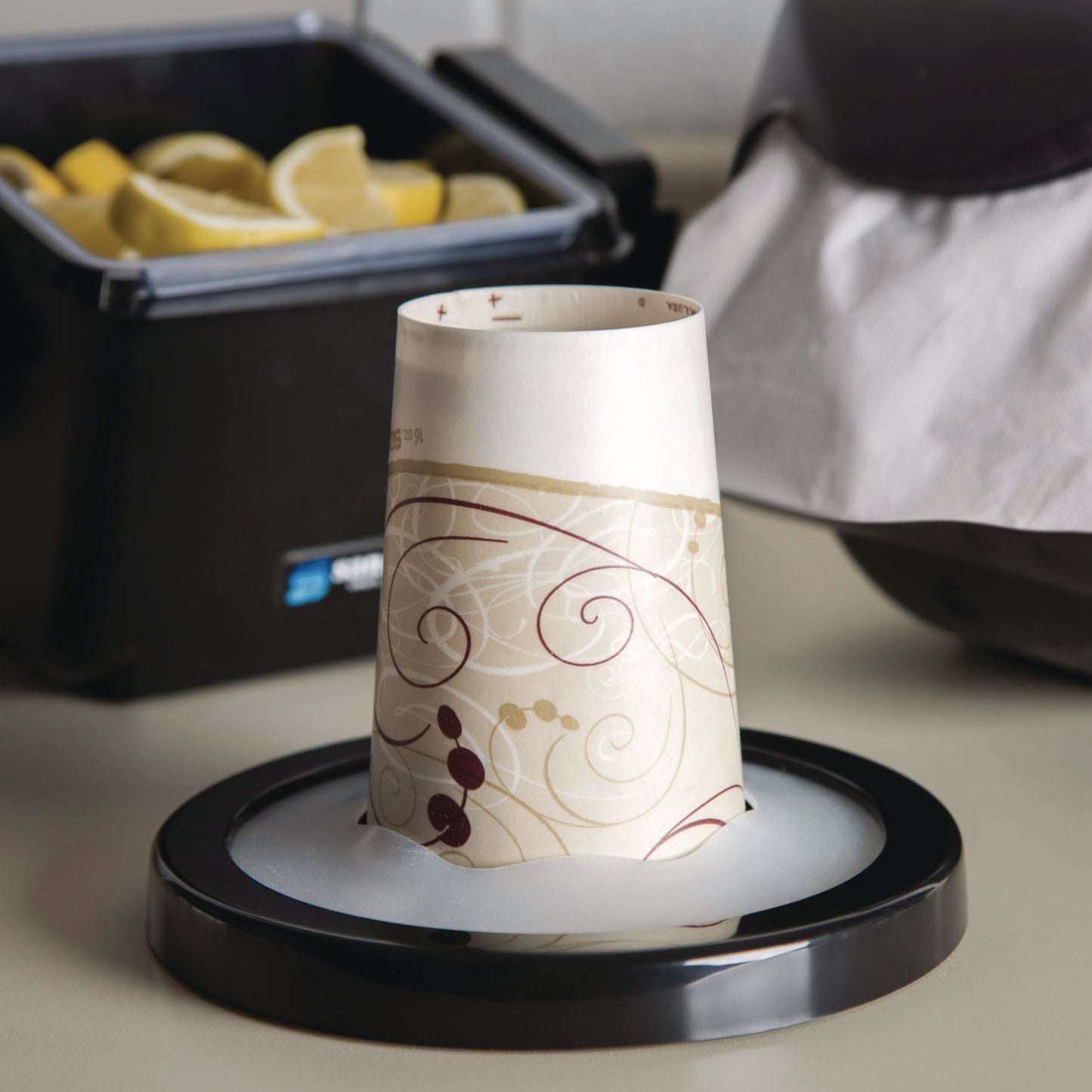EZ-FIT ONE-SIZE-FITS-ALL CUP DISPENSER, FOR 8 OZ TO 46 OZ CUPS, BLACK