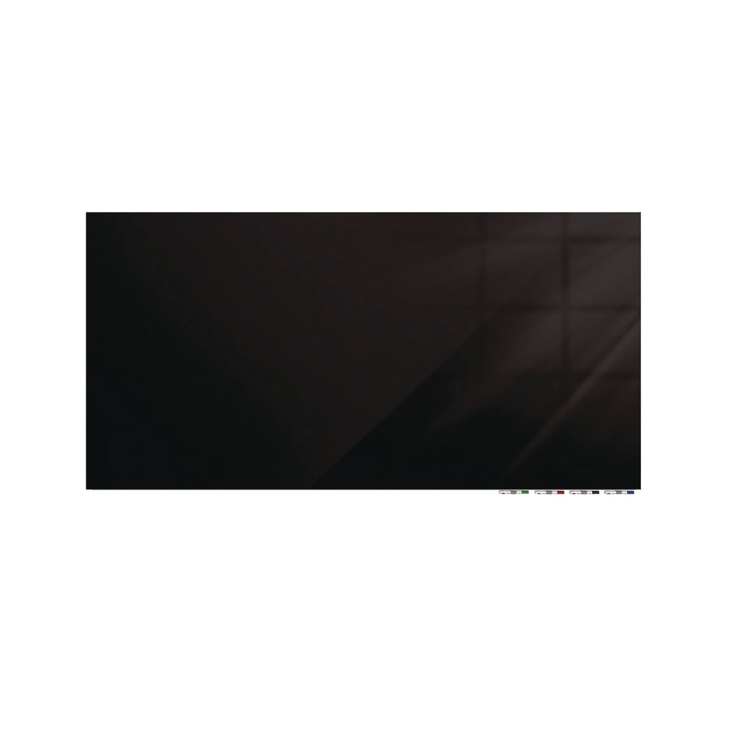 Aria Low-Profile Frameless Magnetic Glassboard, 48" x 36", Black Surface