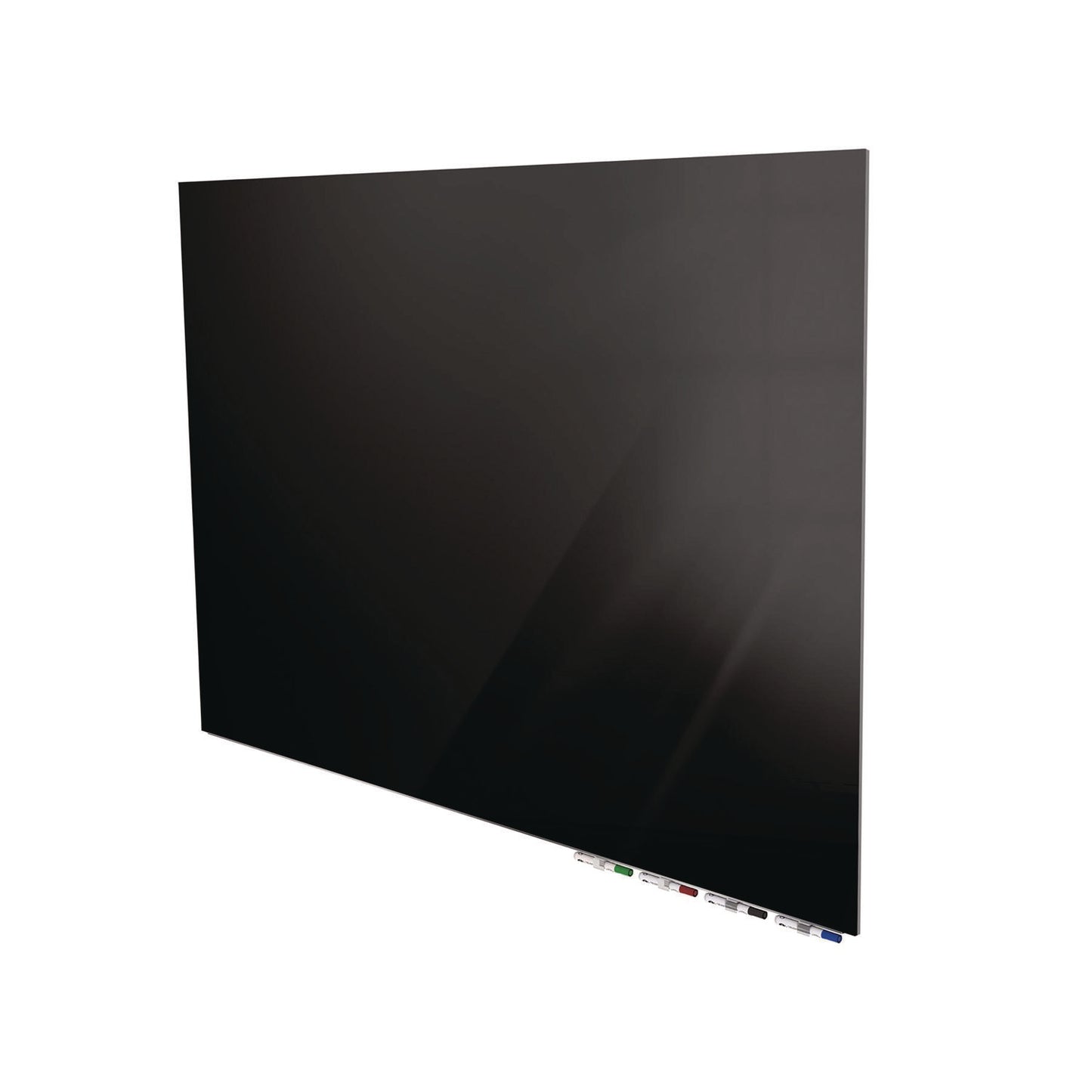 Aria Low-Profile Frameless Magnetic Glassboard, 60" x 36", Black Surface