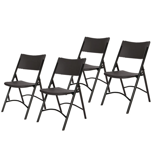 600 Series Heavy Duty Plastic Folding Chair, Supports Up to 500 lb, 18" Seat Height, Black Seat/Back/Base, 4/Carton