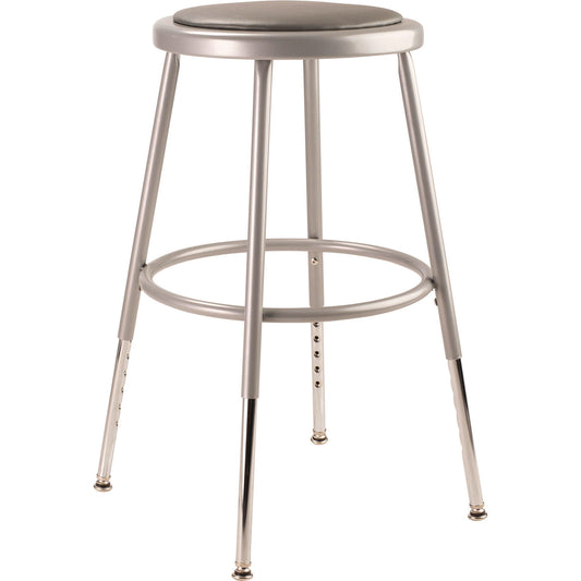 6400 Series Height Adjustable HD Vinyl Padded Steel Stool, Backless, Supports 500 lb, 18.5"-26.5" Seat Height, Gray Seat/Base