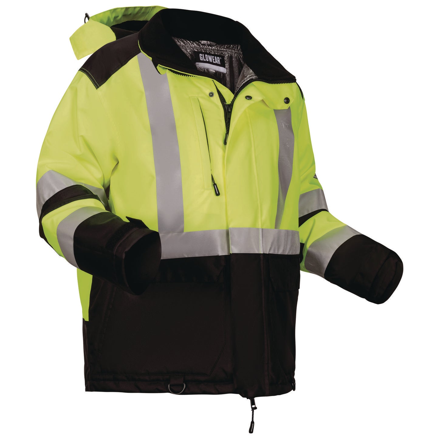 GloWear Class 3 Hi-Vis Winter Jacket with AmpliFIRE Heat Reflective Lining, 3X-Large, Lime
