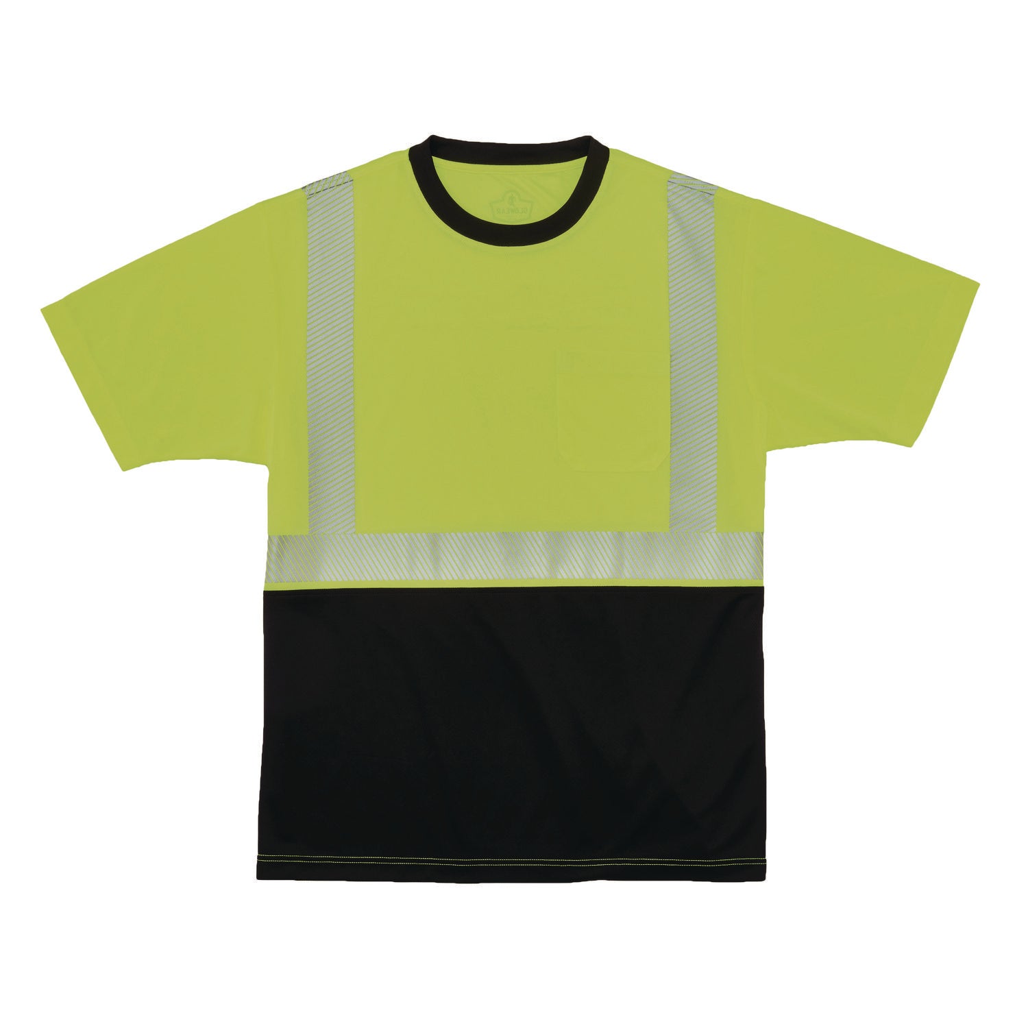 GloWear 8280BK Class 2 Performance T-Shirt with Black Bottom, X-Large Long, Lime