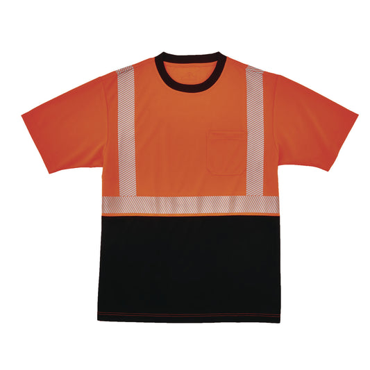 GloWear 8280BK Class 2 Performance T-Shirt with Black Bottom, 8X-Large Long, Orange