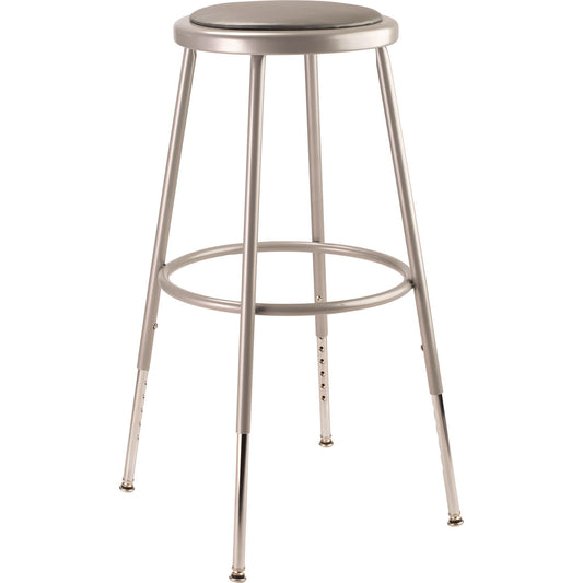 6400 Series Height Adjustable Heavy Duty Vinyl Padded Steel Stool, Supports 500 lb, 25" to 33" Seat Height, Gray Seat/Base