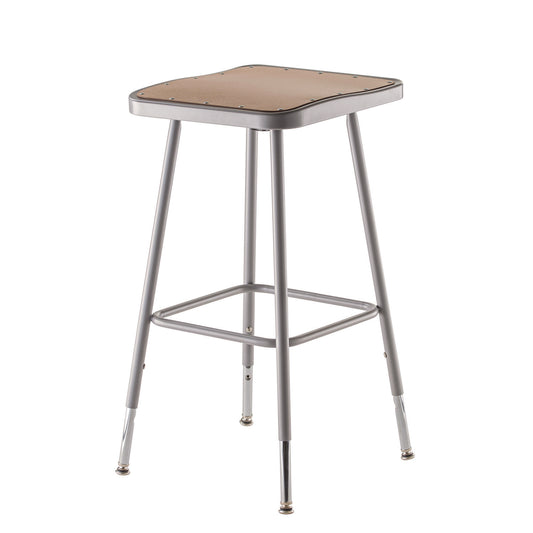 6300 Series Height Adjust Heavy Duty Square Seat Steel Stool, Backless, 500lb, 23.75" to 31.75" Height, Brown Seat, Gray Base
