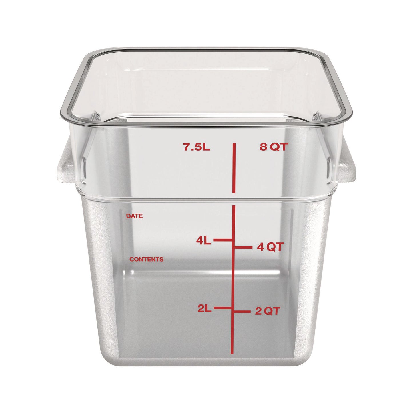 Squares Polycarbonate Food Storage Container, 8 qt, 8.75 x 8.75 x 9, Clear, Plastic