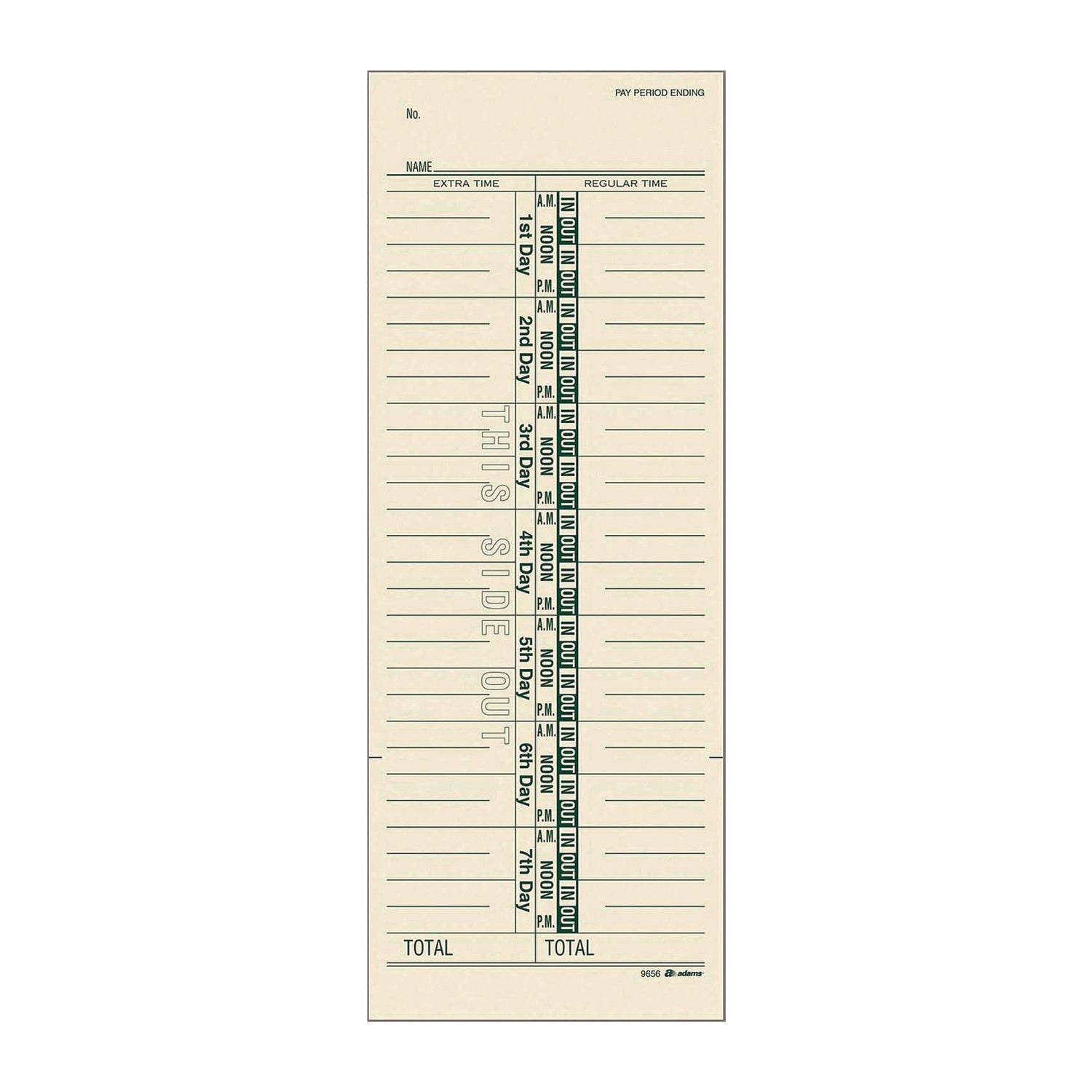 Time Cards for Acroprint, Amano and Lathem Time Clocks, One Side, 3.38 x 9, 200/Pack