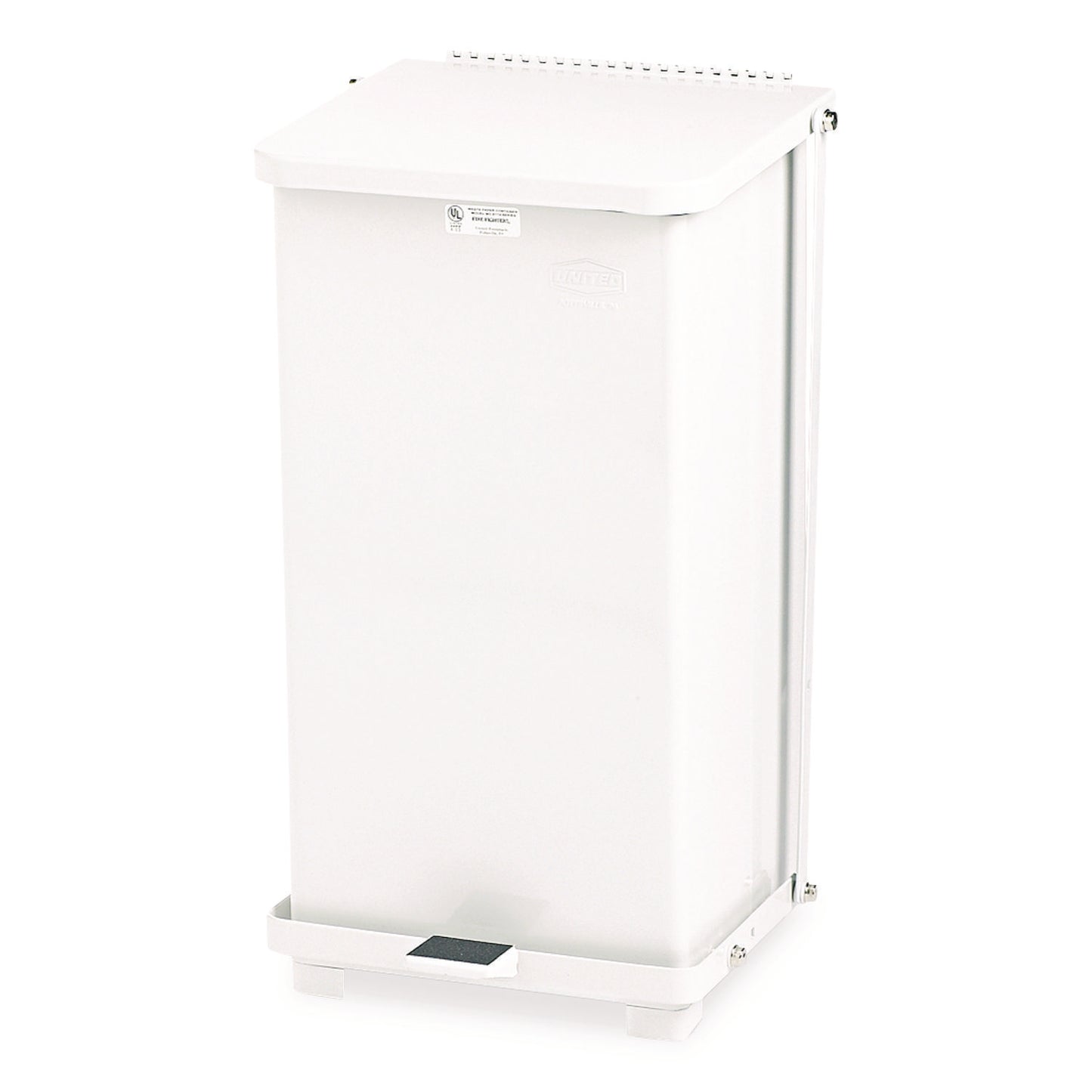 Defenders Heavy-Duty Steel Step Can, 6.5 gal, Steel, White