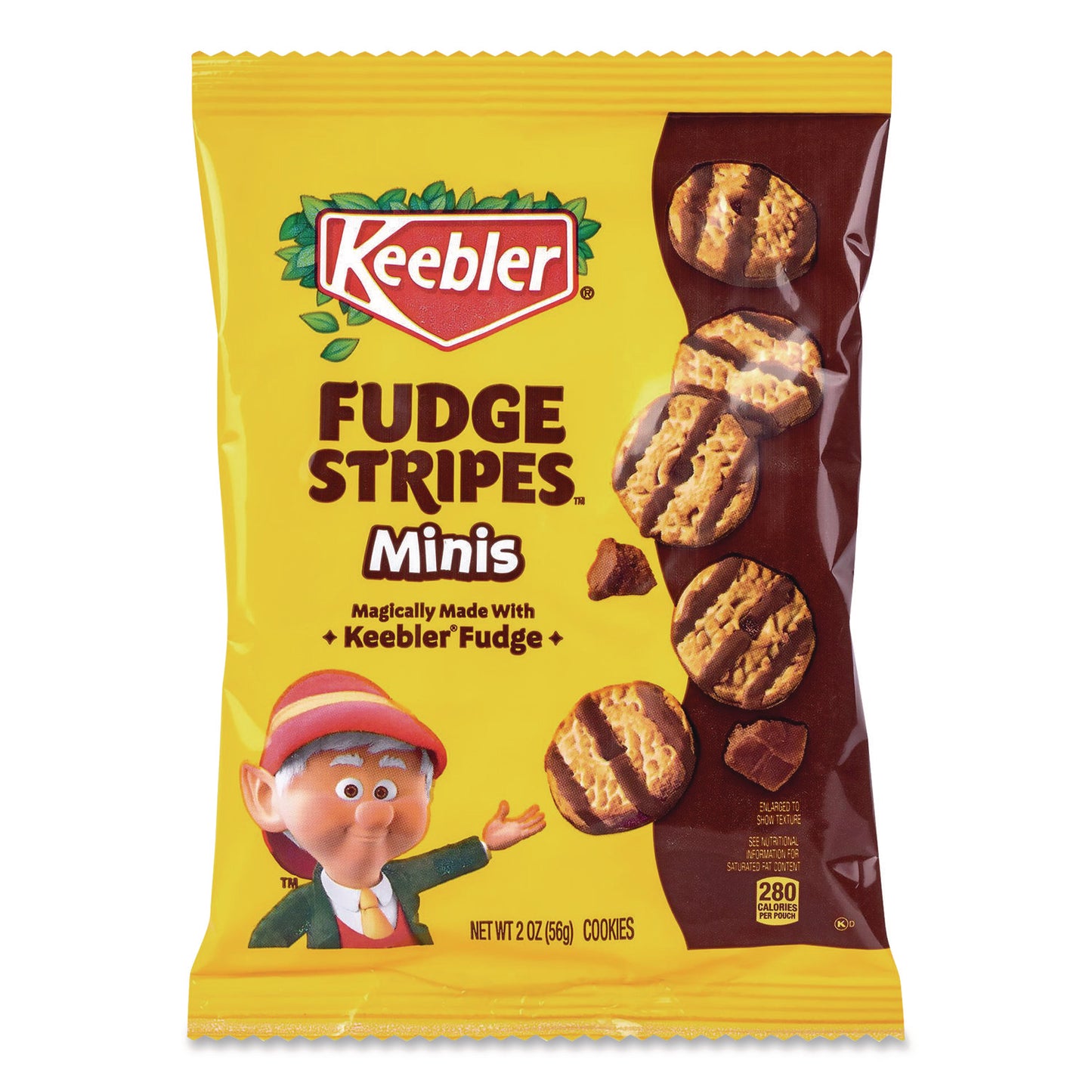 Mini Cookies, Fudge Stripes, 2 oz Pouch, 36/Box