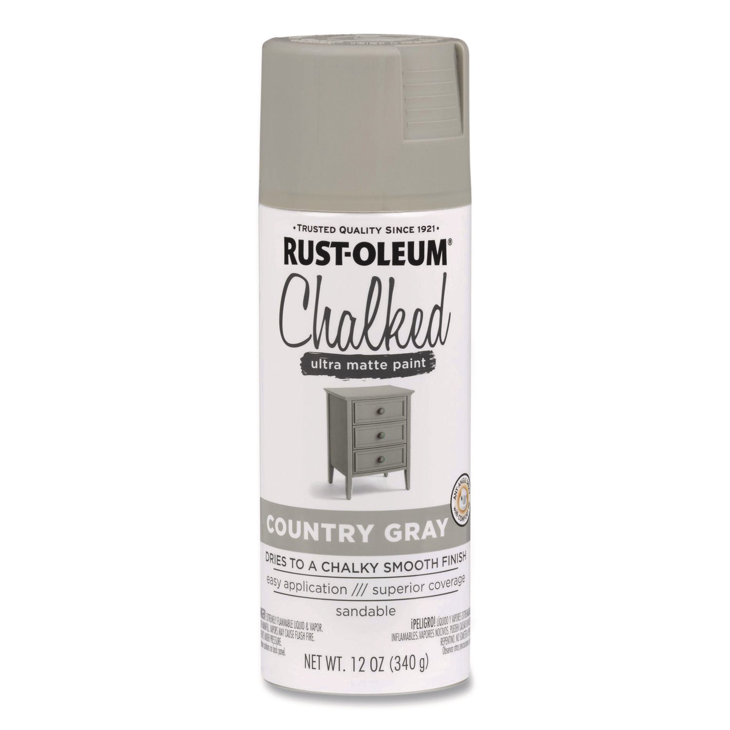 Ultra Matte Chalked Paint, Matte Country Gray, 12 oz Aerosol Can