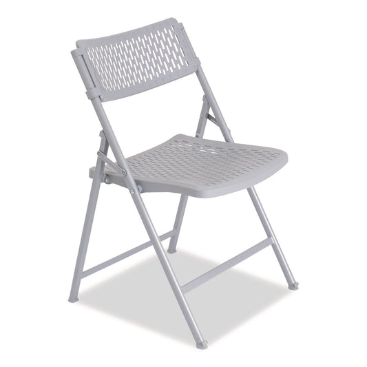AirFlex Series Premium Polypropylene Folding Chair, Supports 1,000 lbs, 17.25" Seat Height, Platinum Seat/Back/Base, 4/Carton