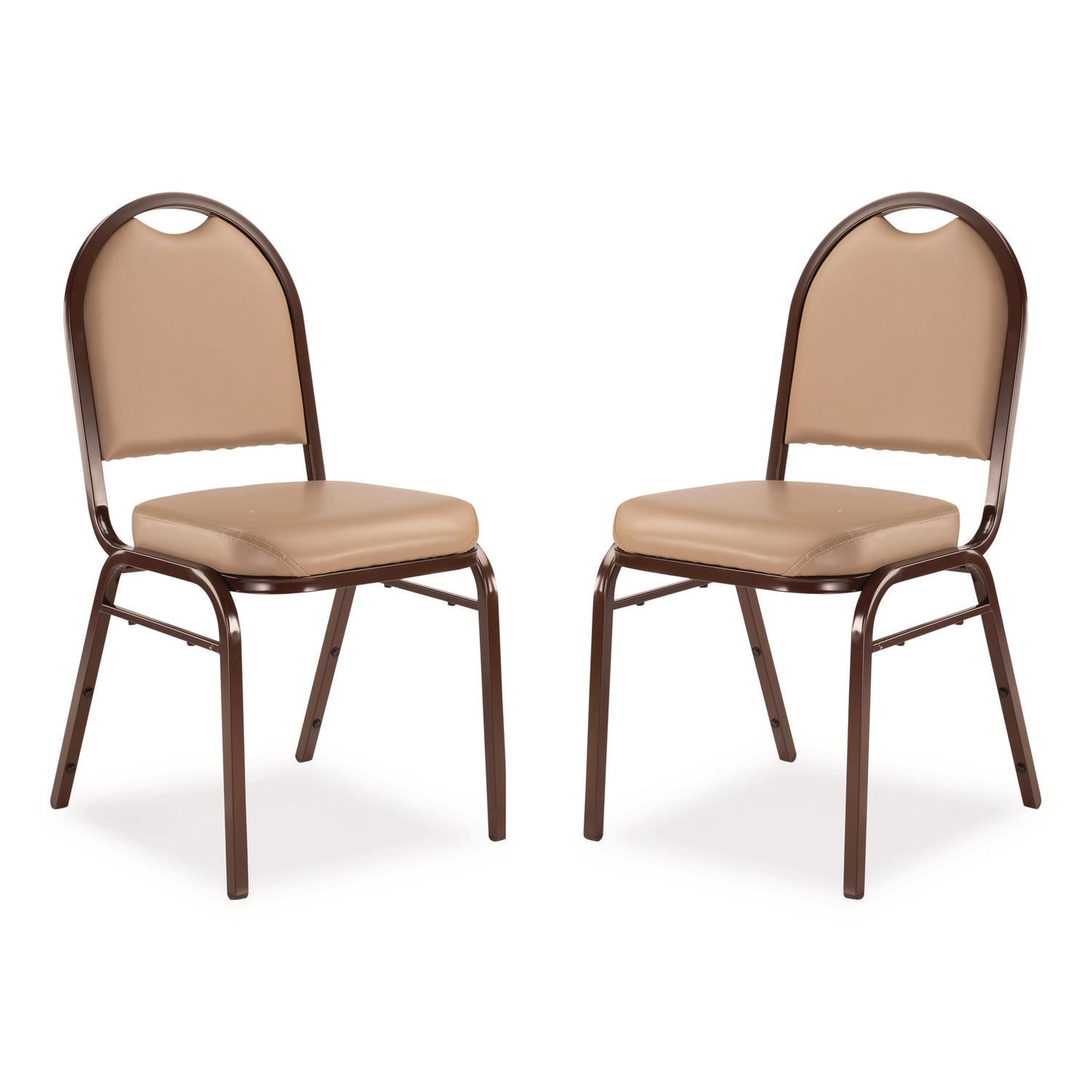 9200 Series Premium Upholstered Stack Chair, Vinyl, Supports 500 lb, 19" Seat Ht, French Beige Seat/Back, Mocha Base, 2/Pack