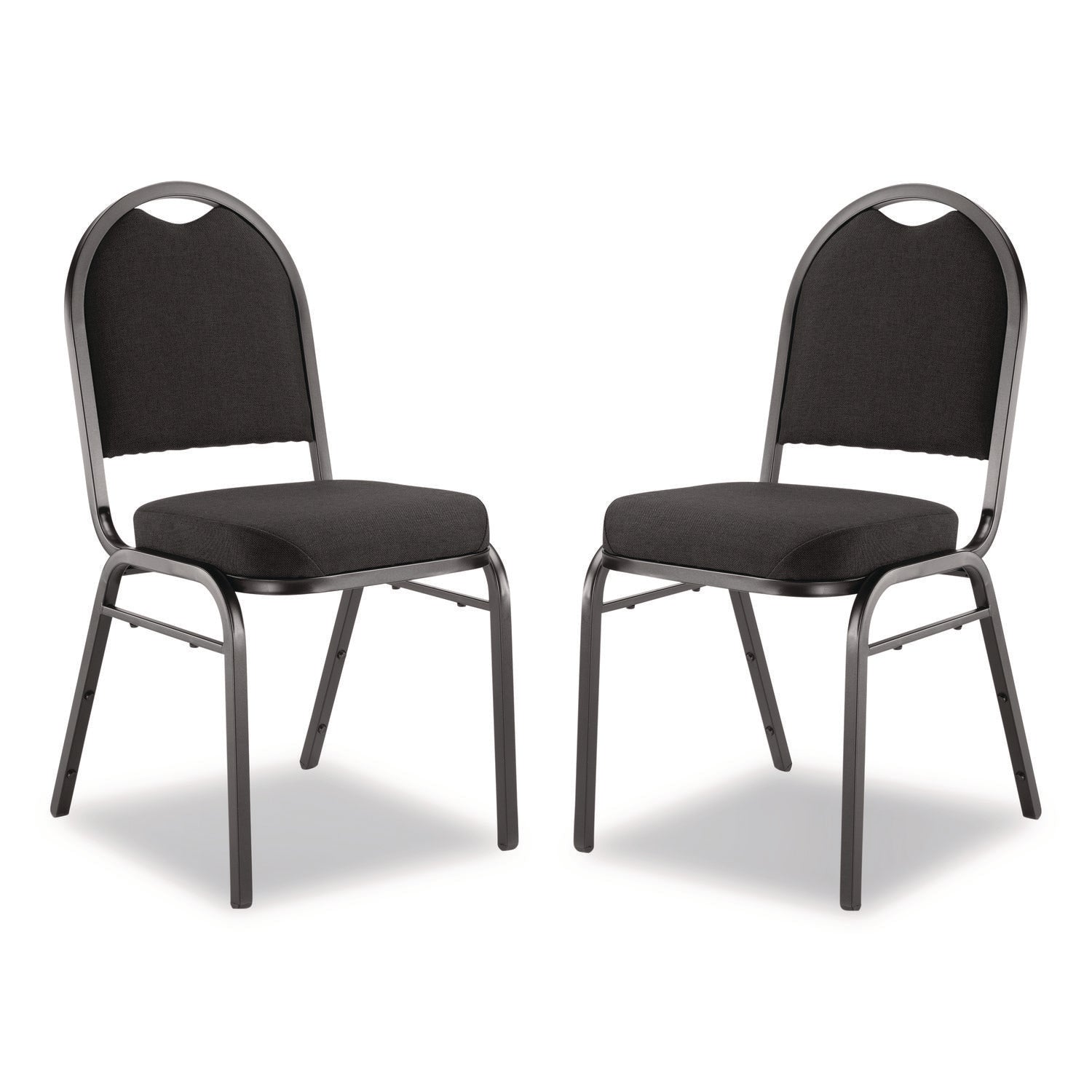 9200 Series Premium Upholstered Stack Chair, Fabric, Supports 500 lb,19" Seat Height, Ebony Black Seat/Back, Black Base, 2/PK