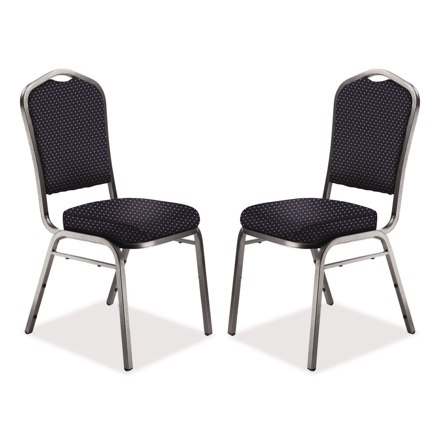 9300 Series Deluxe Upholstered Stack Chair, Fabric, Supports 500 lb, 19" Seat Ht, Diamond Navy Seat/Back, Silver Base, 2/Pack