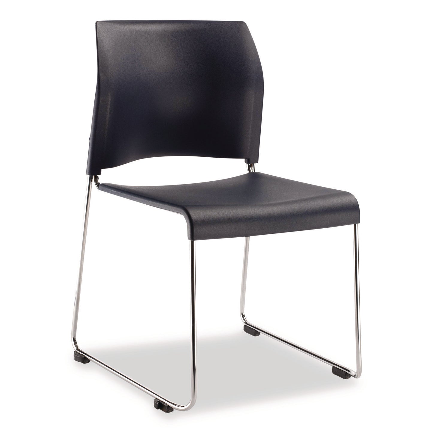 8800 Series Cafetorium Plastic Stack Chair, Supports Up to 500 lb, 18" Seat Height, Blue Seat/Back, Chrome Base, 4/Carton