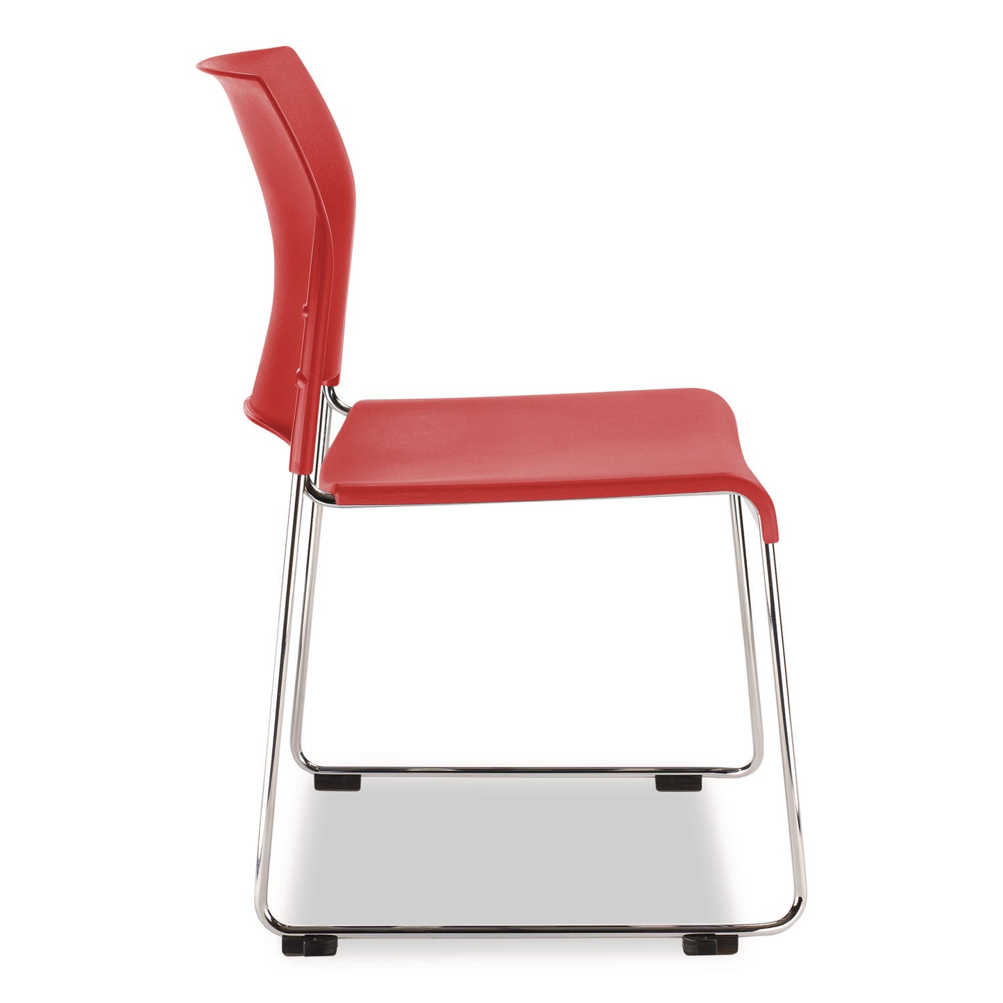 8800 Series Cafetorium Plastic Stack Chair, Supports Up to 500 lb, 18" Seat Height, Red Seat, Red Back, Chrome Base, 4/Carton