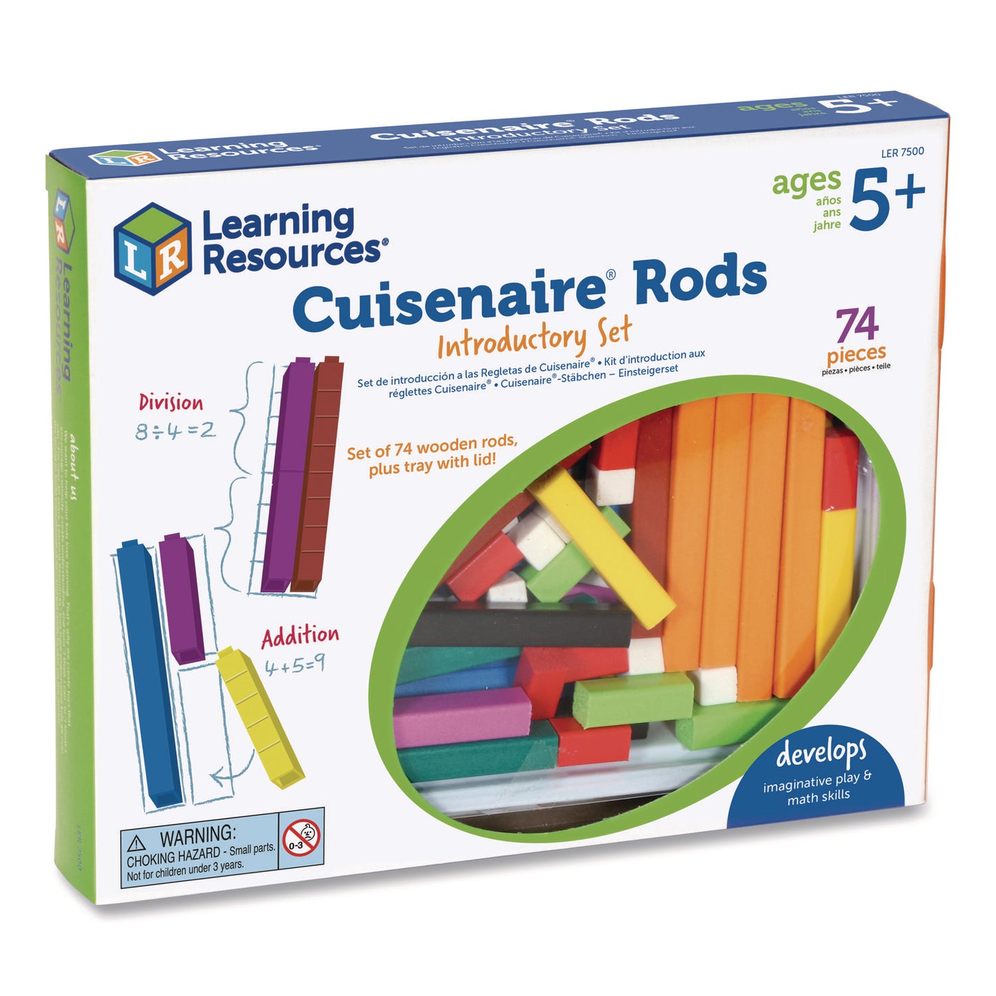 Cuisenaire Rods Introductory Set, Grades Pre-K to 3, 74 Pieces