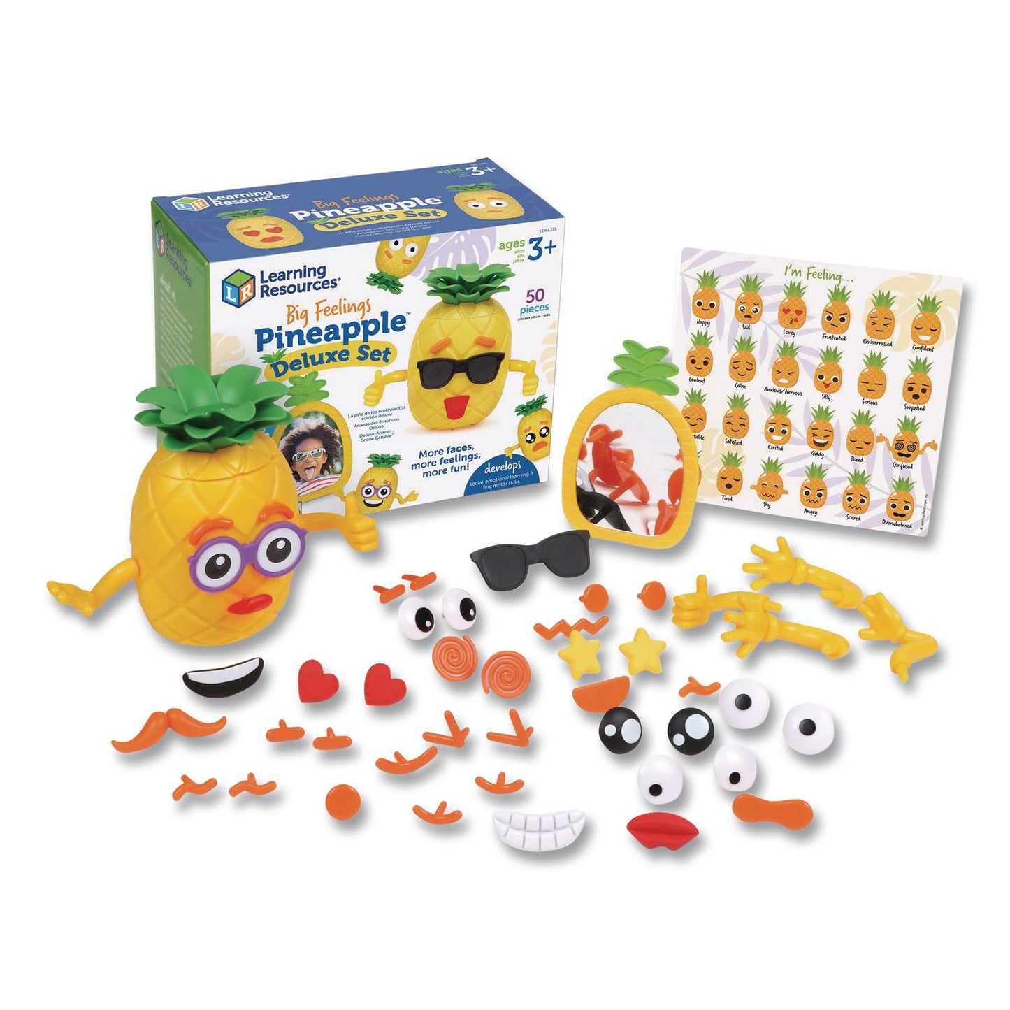Big Feelings Pineapple Deluxe Set, Ages 3 and Up, Yellow/Green/Orange, 50 Pieces