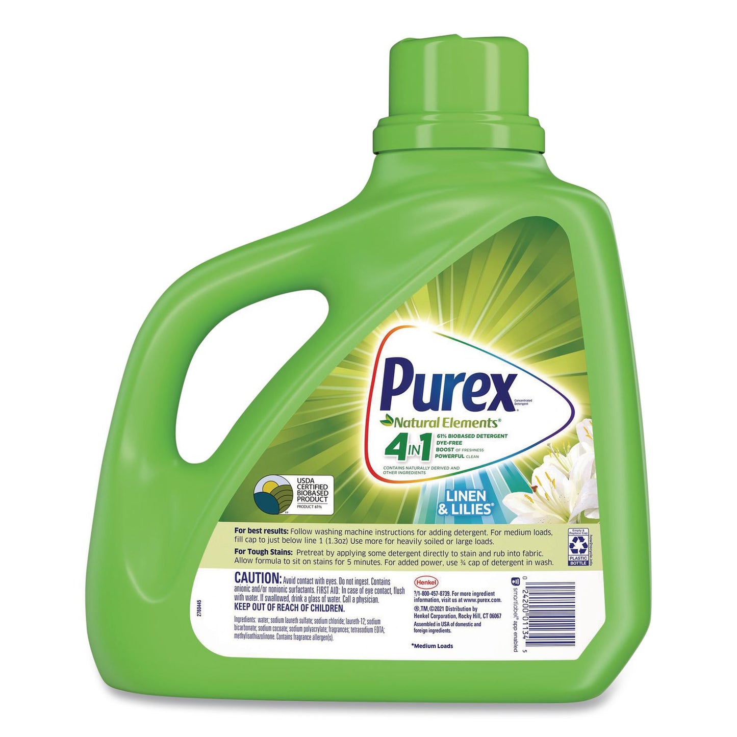 Ultra Natural Elements HE Liquid Detergent, Linen and Lilies Scent, 150 oz Bottle