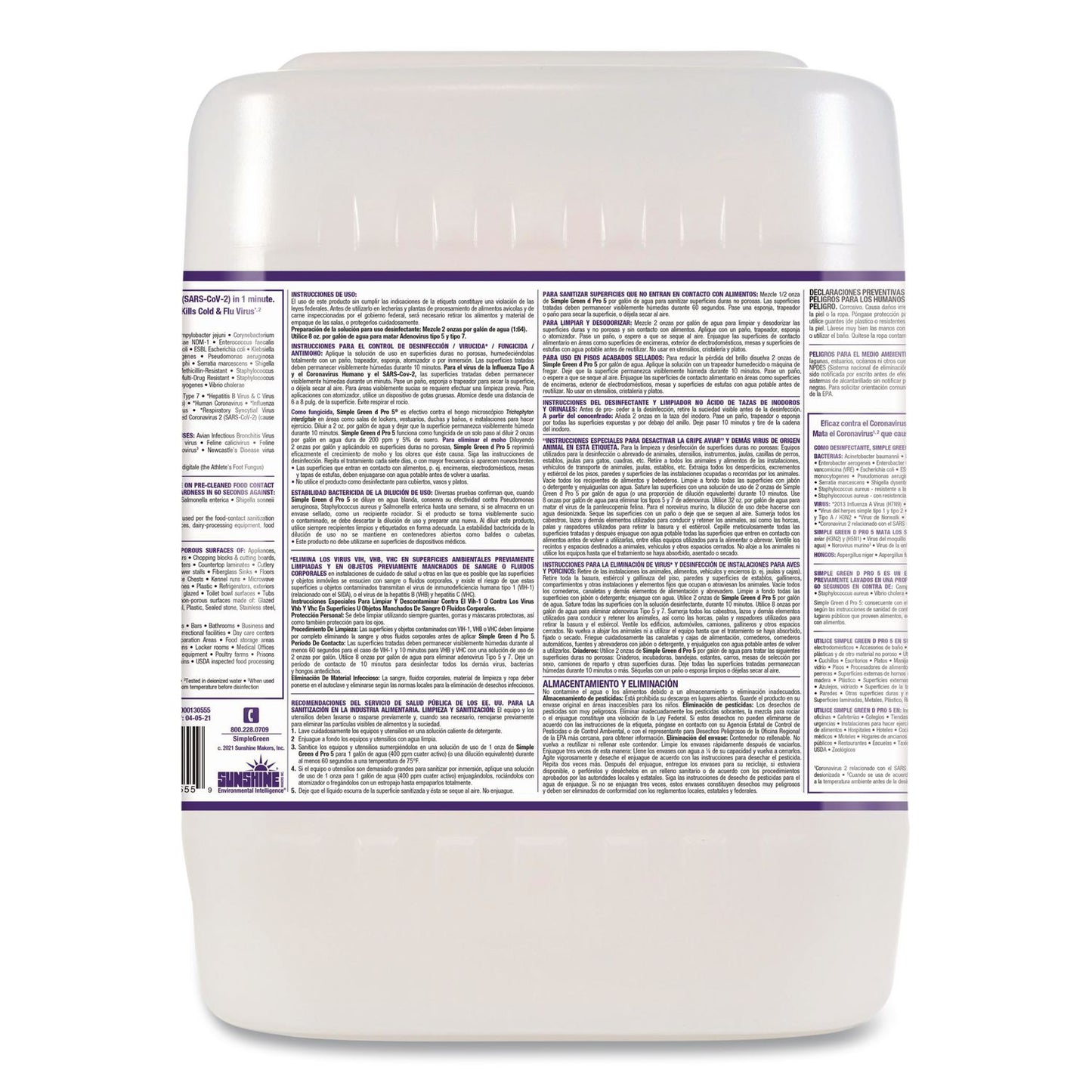 d Pro 5 Disinfectant, Unscented, 5 gal Pail