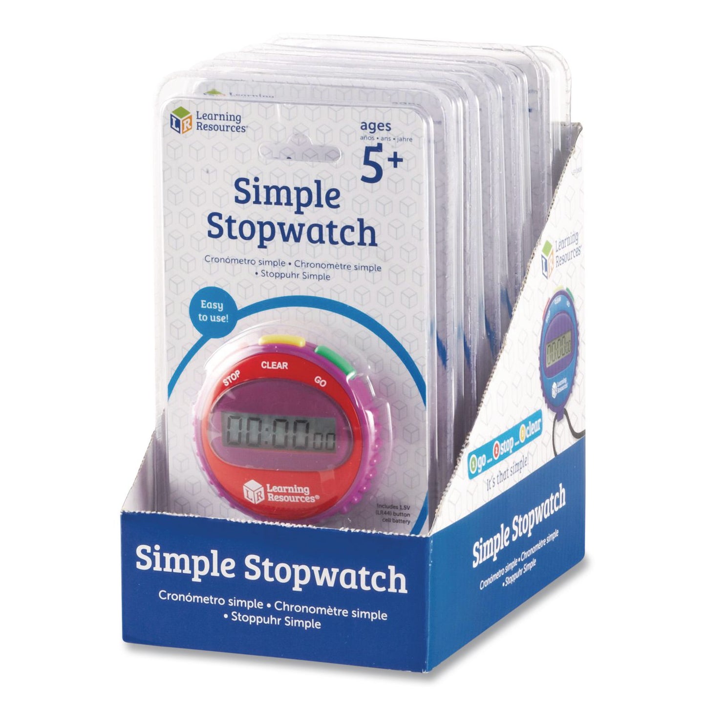 Simple Stopwatch, Accurate to 1/100 seconds, Randomly Assorted Colors, Black Lanyard, Set of 6