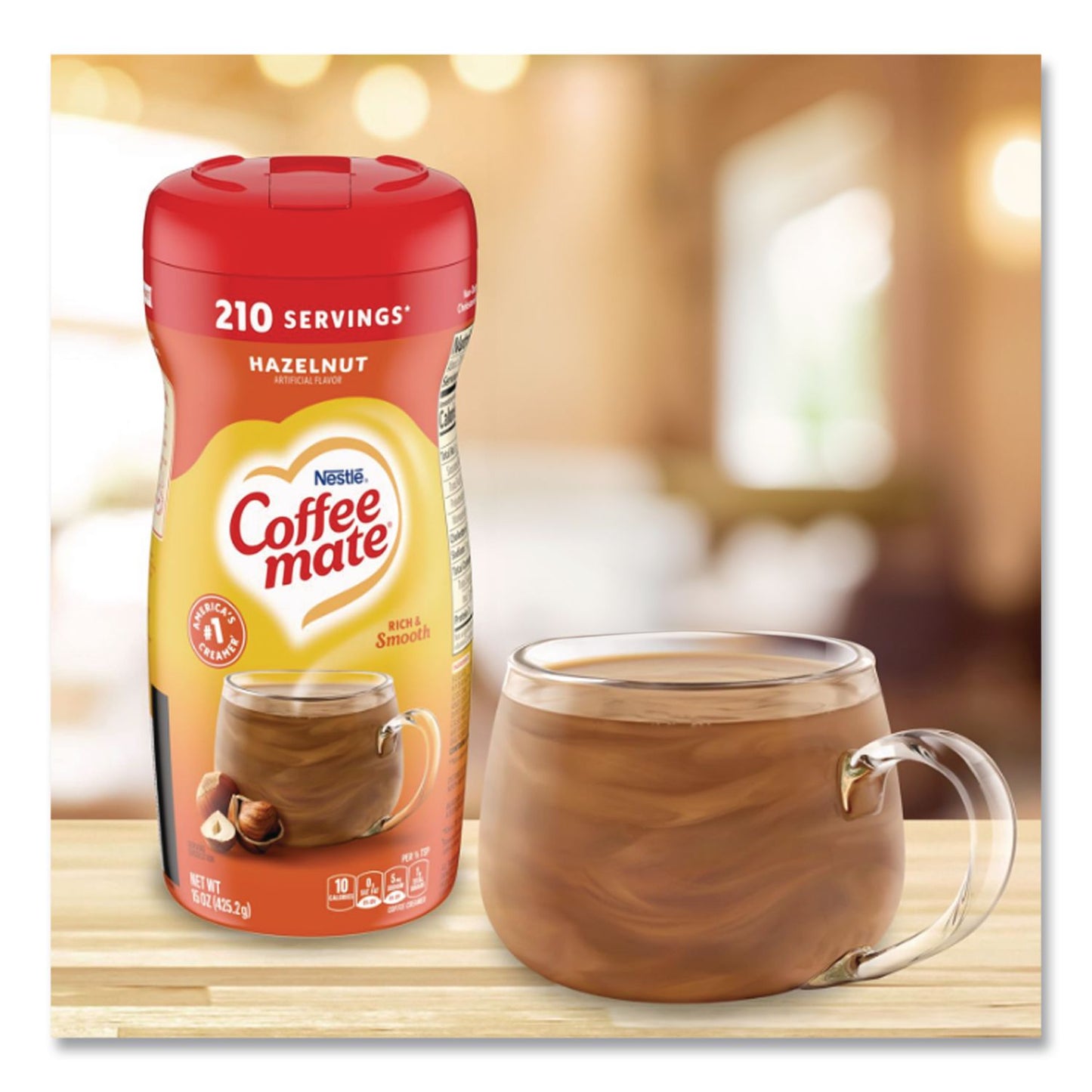 Hazelnut Creamer Powder, 15 oz Canister
