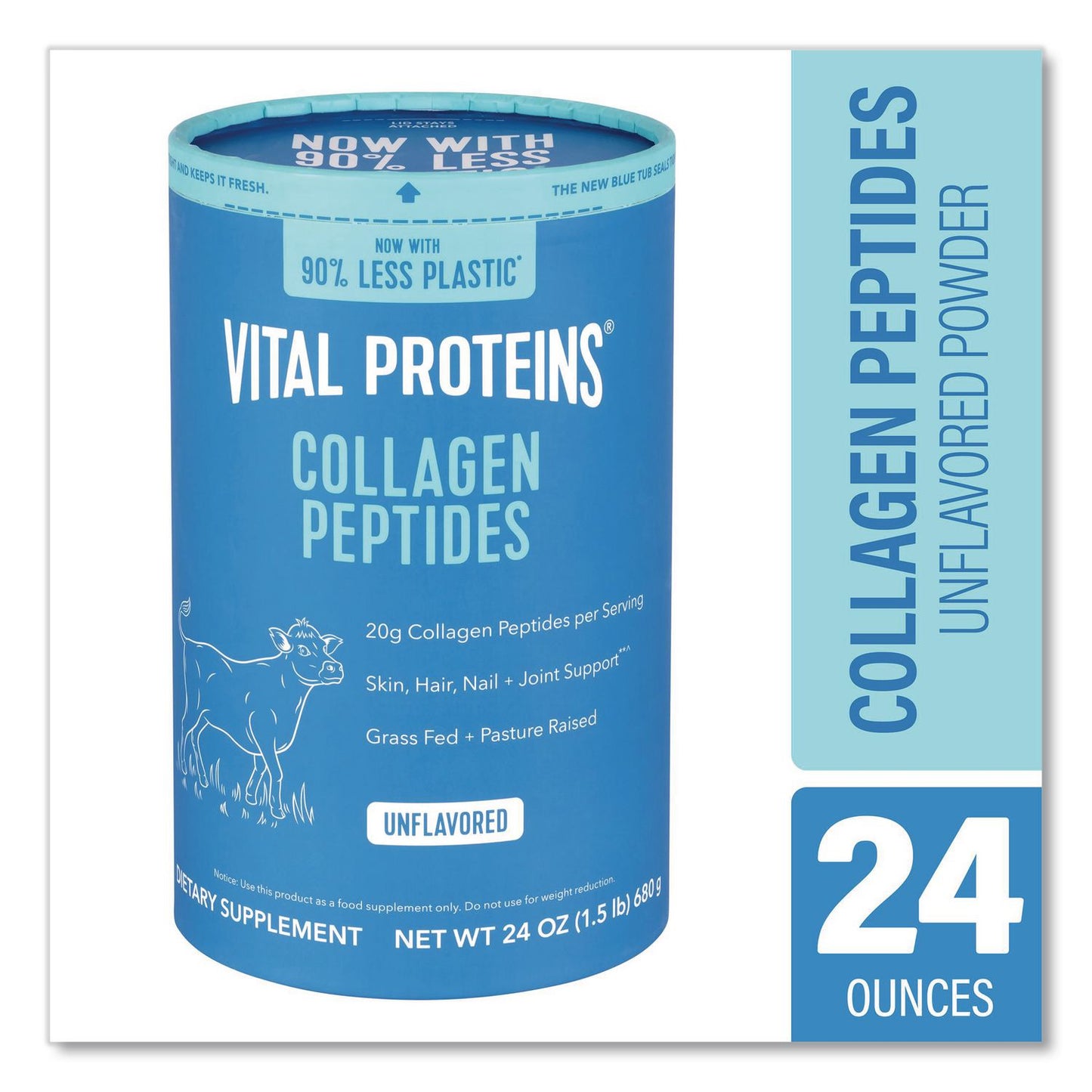 Collagen Peptides Unflavored Powder, Unflavored, 24 oz Bottle