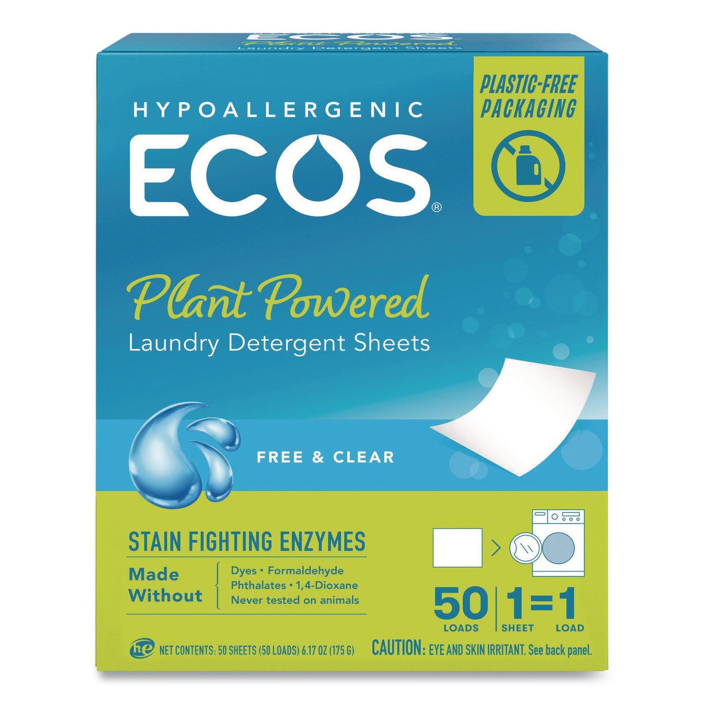 Liquidless Laundry Detergent Sheets, Free and Clear, 50 Sheets/Box