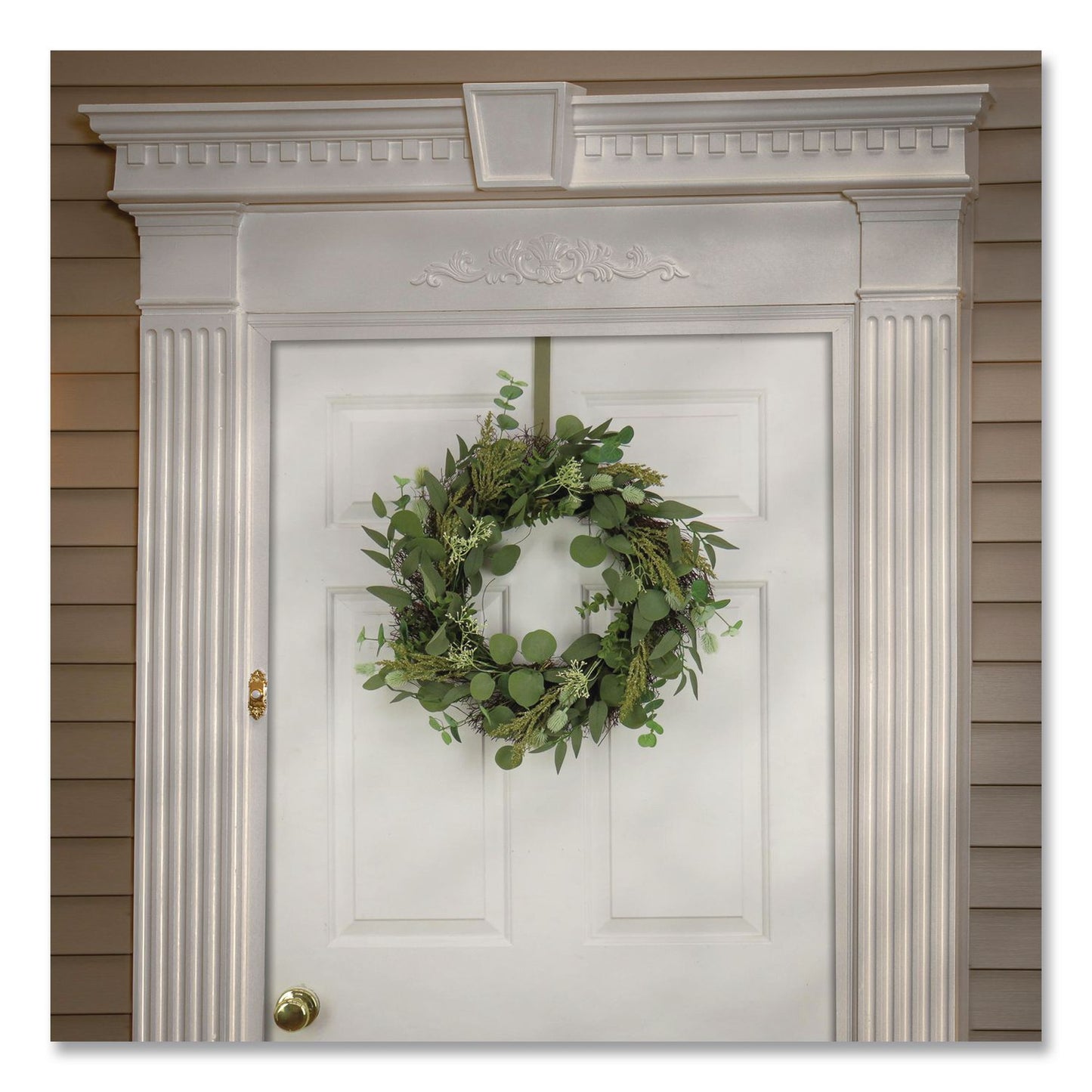 Eucalyptus and Baby's Breath Spring Wreath, 22" Diameter x 5" h, Green