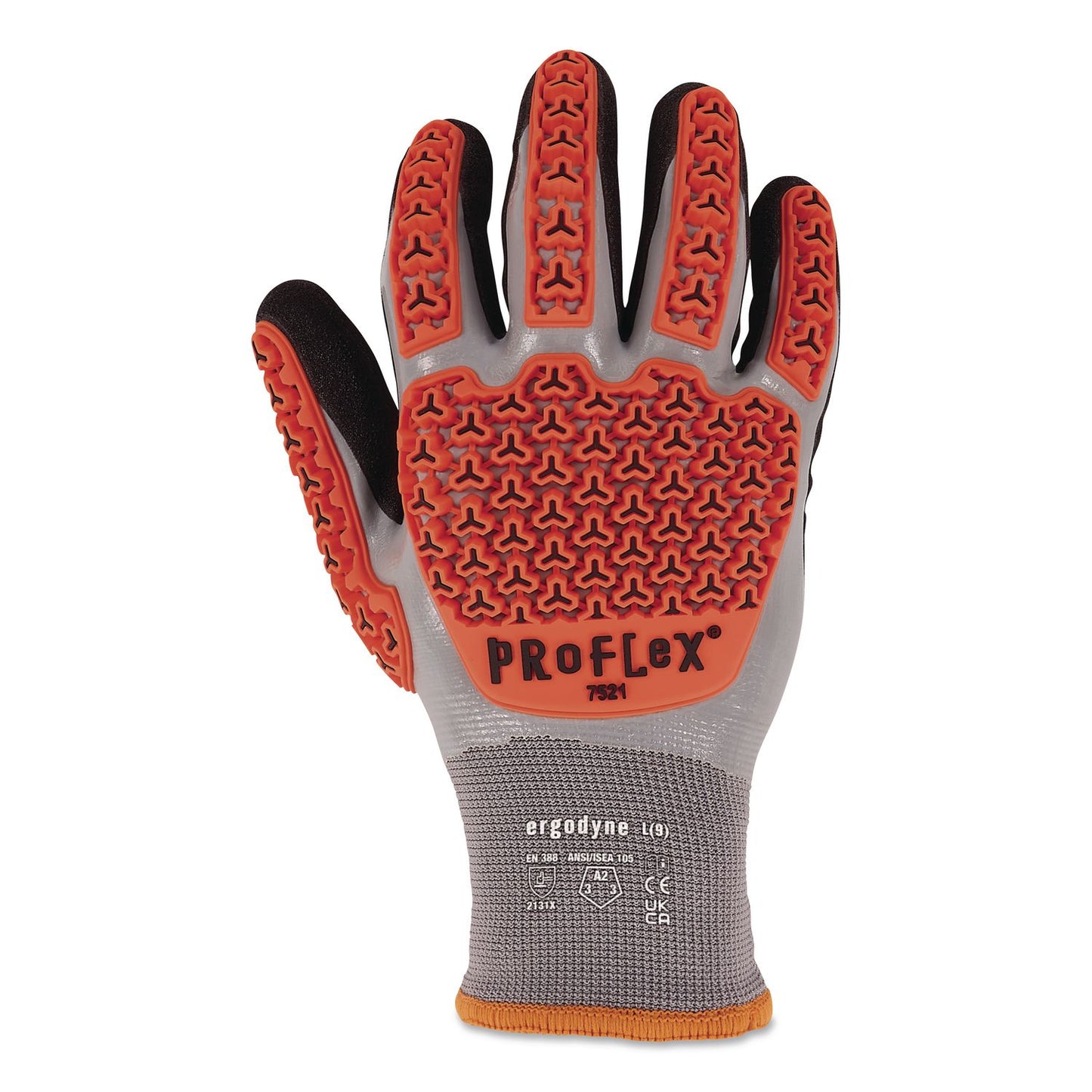 ProFlex 7521 Thermal Coated Impact-Resistant Gloves: EN 388: 2131X, 10" Long, Small (7), Gray, Pair
